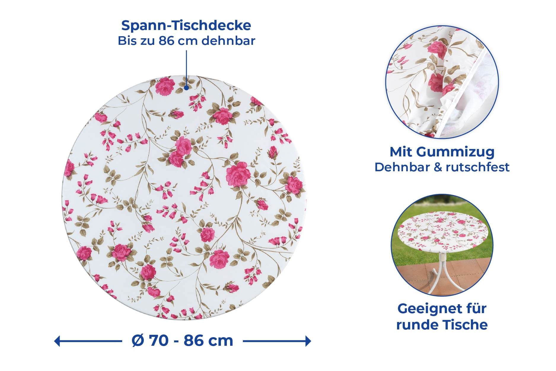 Spann-Tischdecke Rose