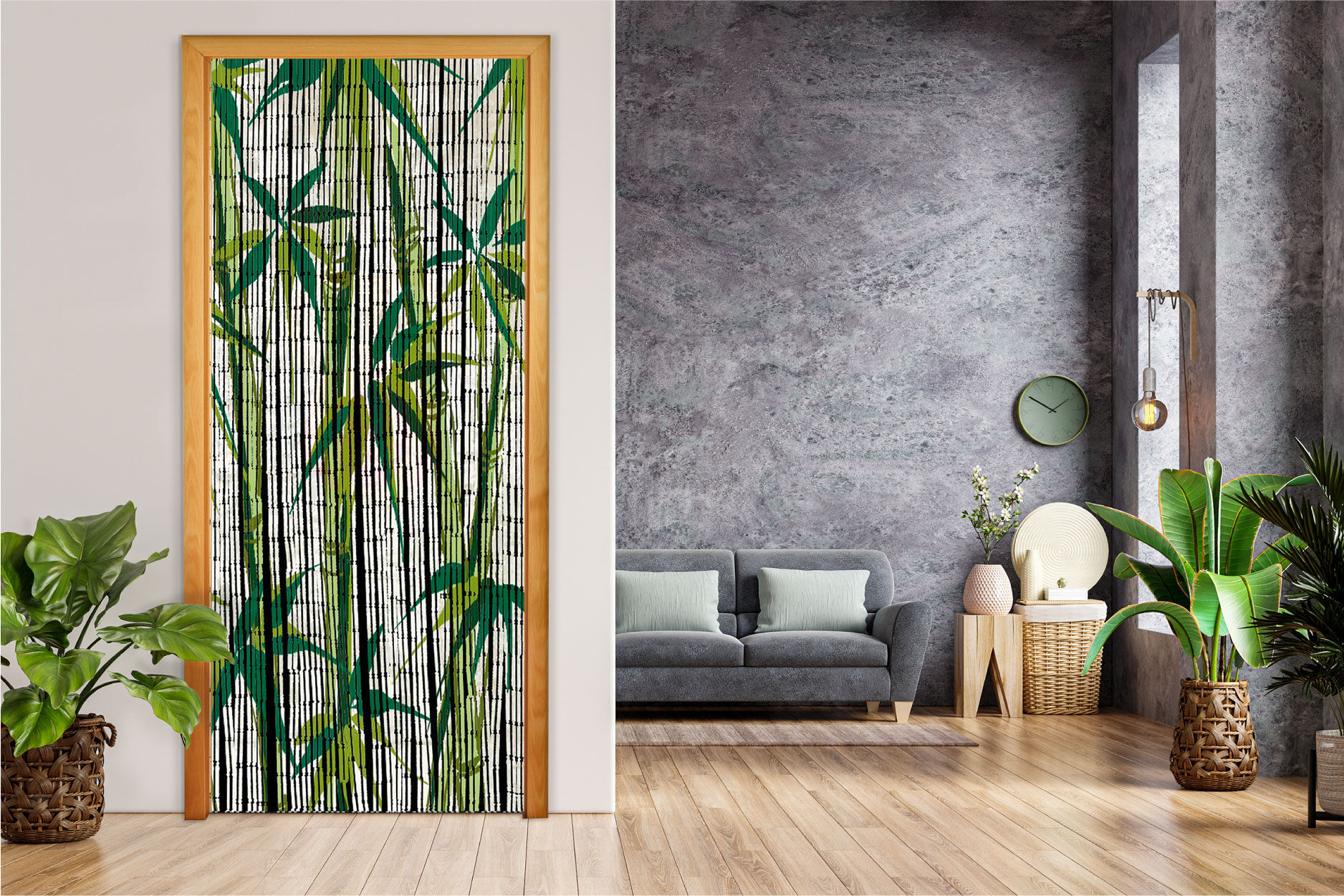 Maximex Bambusvorhang mit Holzperlen für Wohnzimmer und Garten