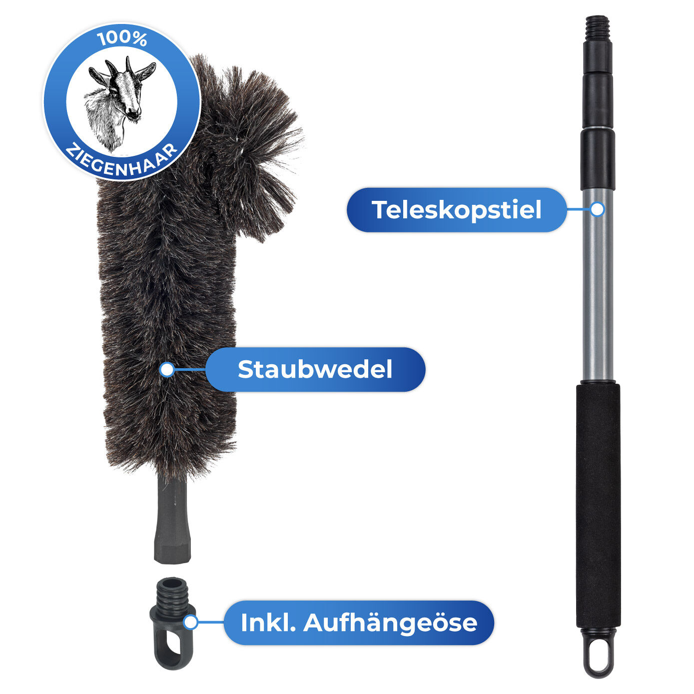 Ziegenhaar-Staubbesen inkl. Teleskopstiel