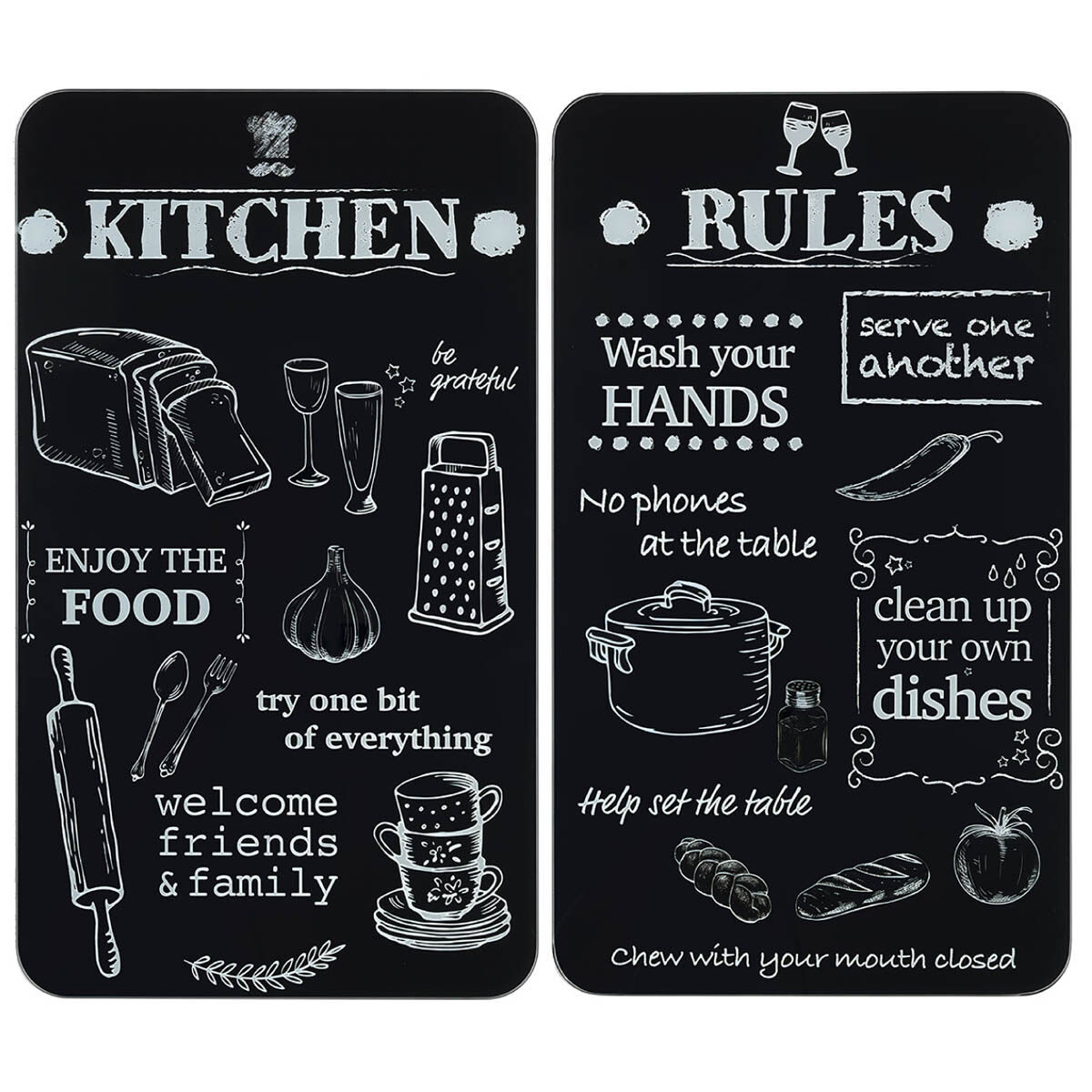 Herdabdeckplatte Universal Kitchen Rules 2er Set, für alle Herdarten