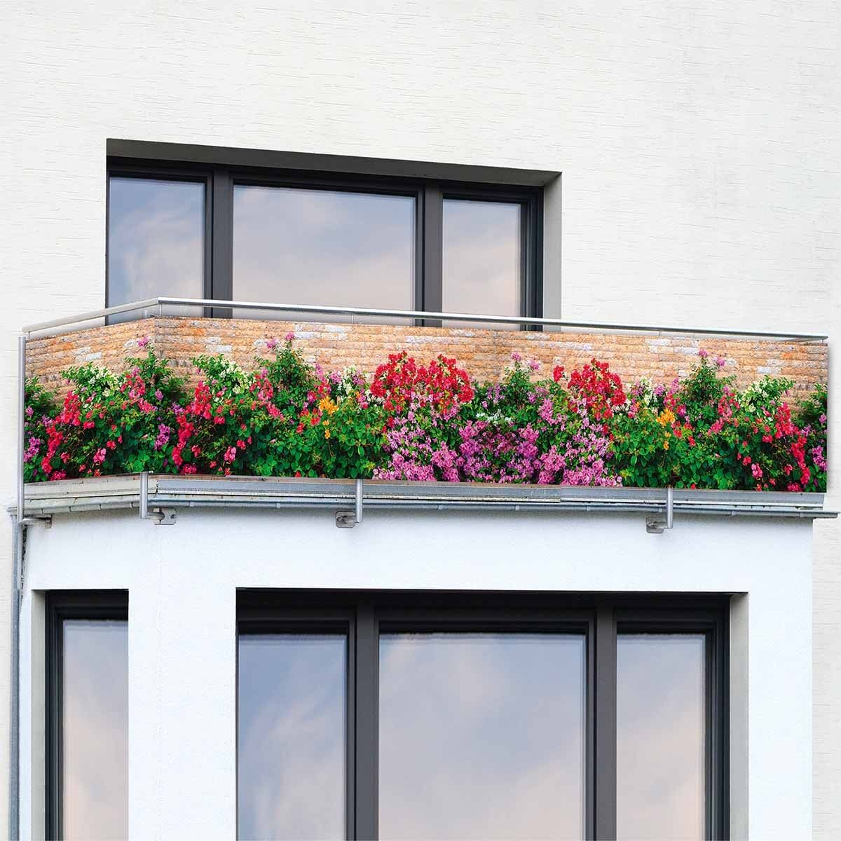 Balkon-Sichtschutz Mauer-Blumen