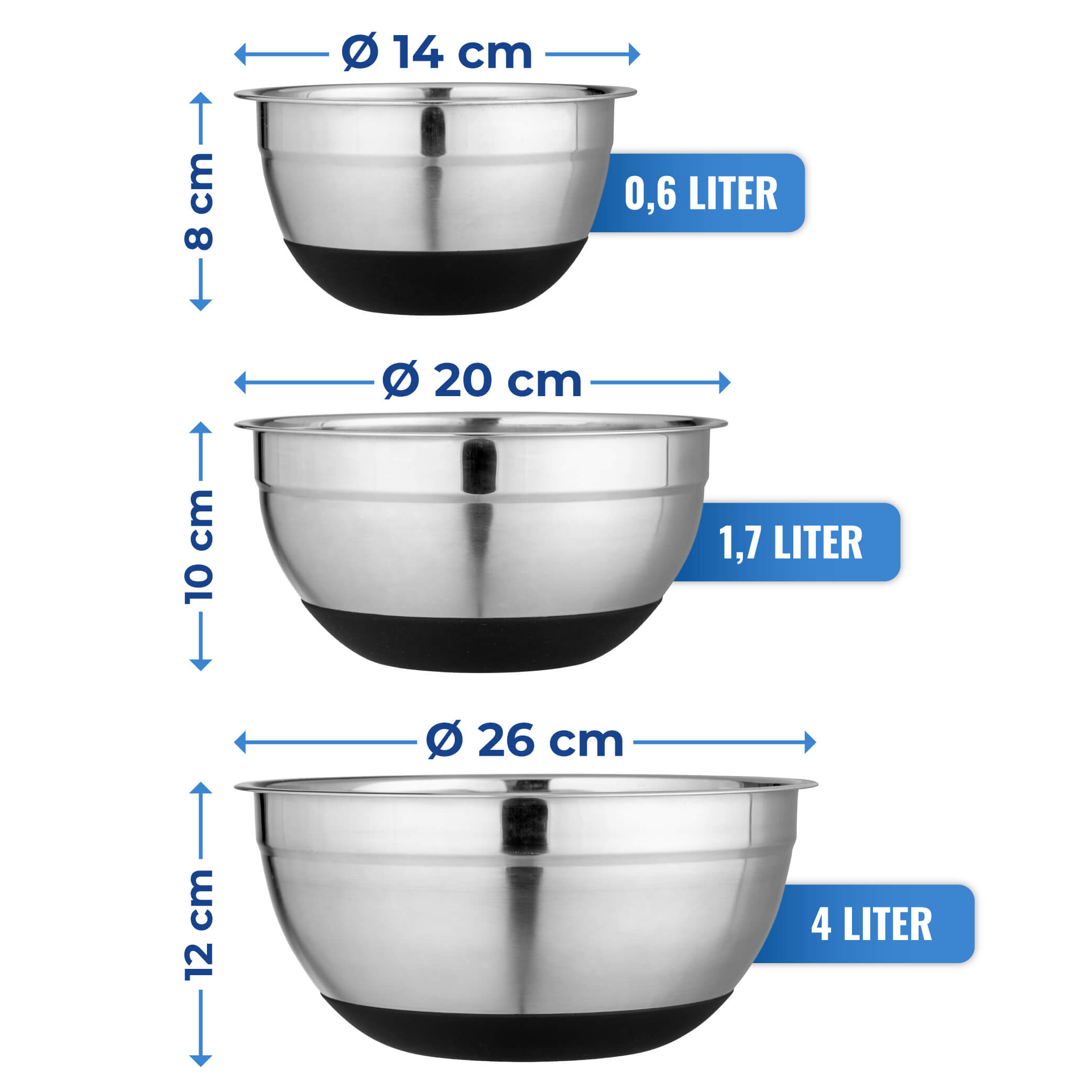Schüssel mit Anti-Rutsch-Boden, 3 teiliges Set Schüssel mit Anti-Rutsch-Boden, 3 teiliges Set