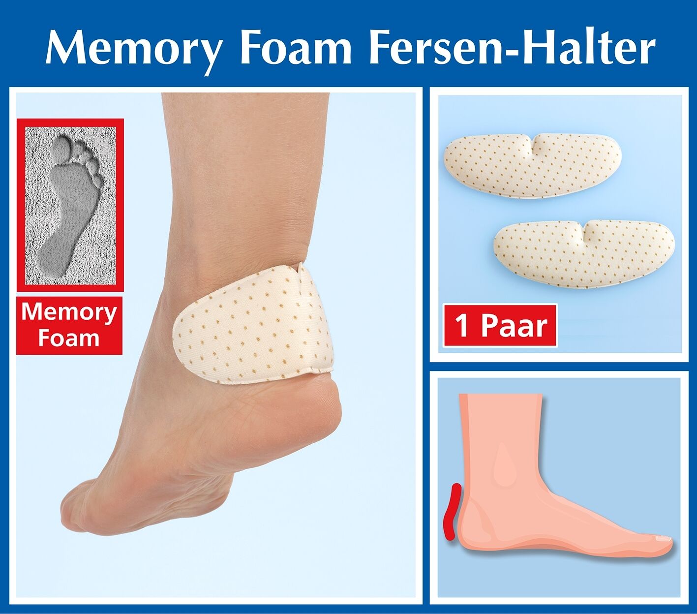 Memory Foam Fersen-Halter, 1 Paar