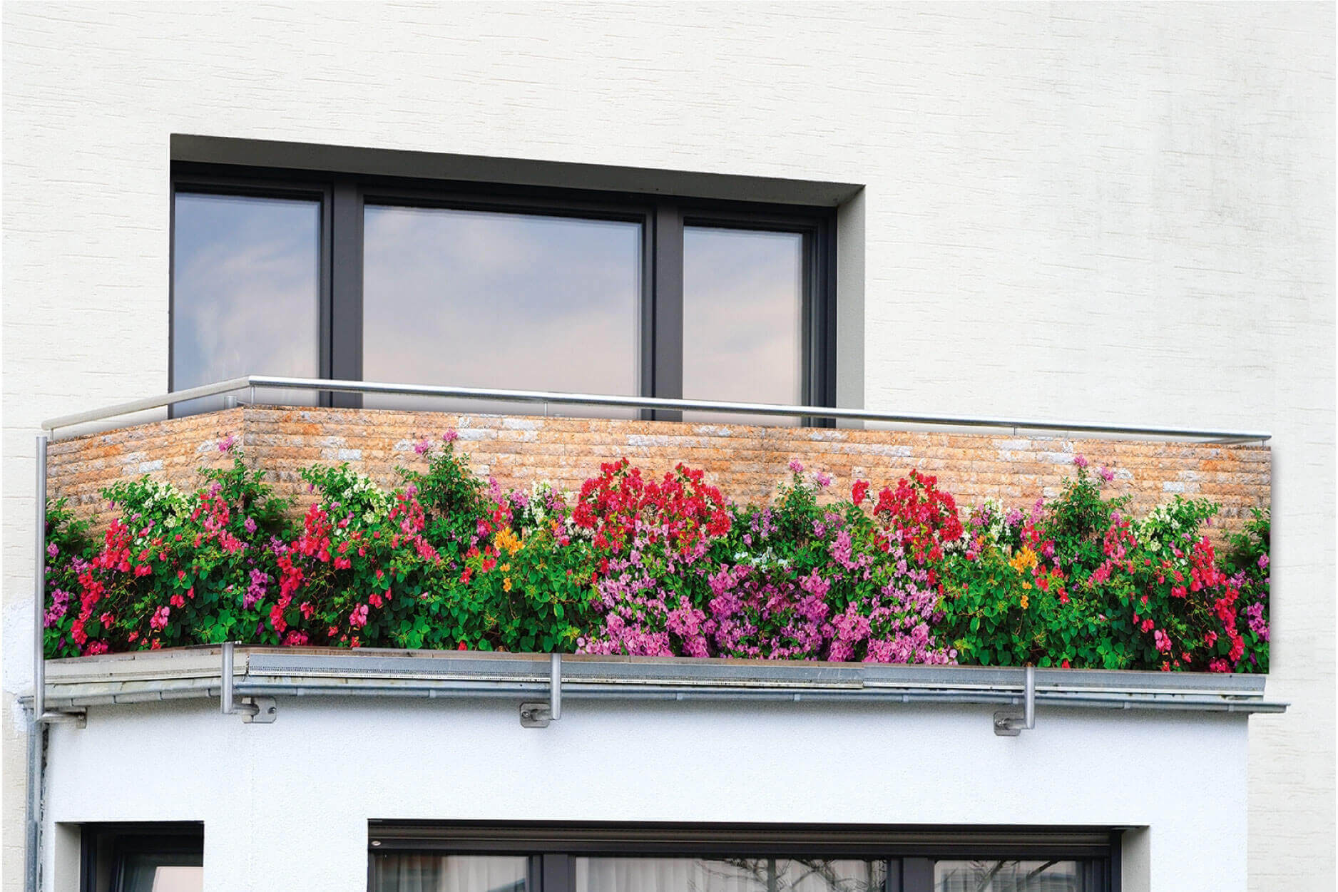 Balkon-Sichtschutz Mauer-Blumen, 5 m