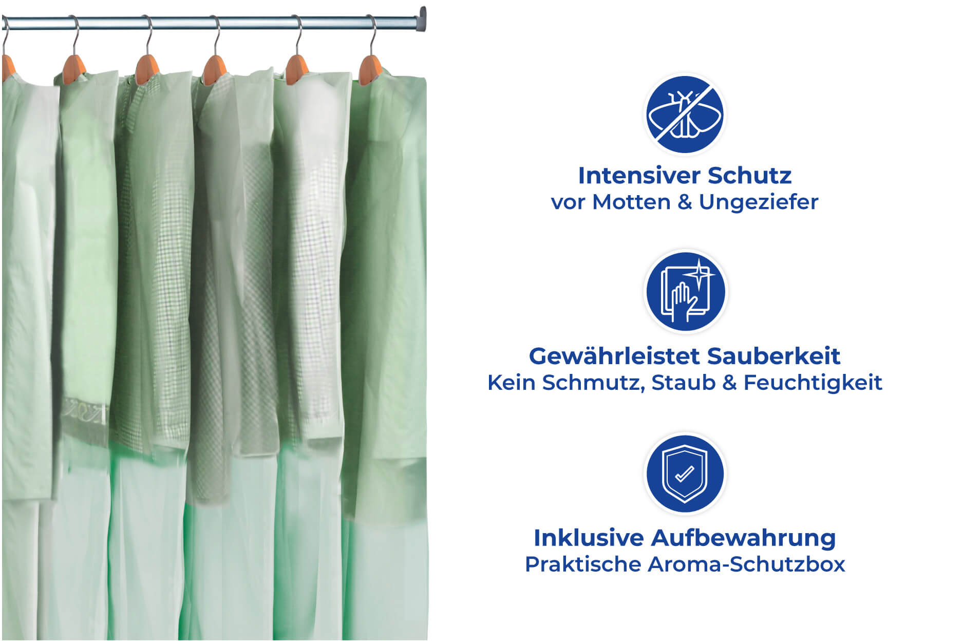 Kleiderschutz-Hüllen mit Mottenschutz+Aromaschutzbox 30er