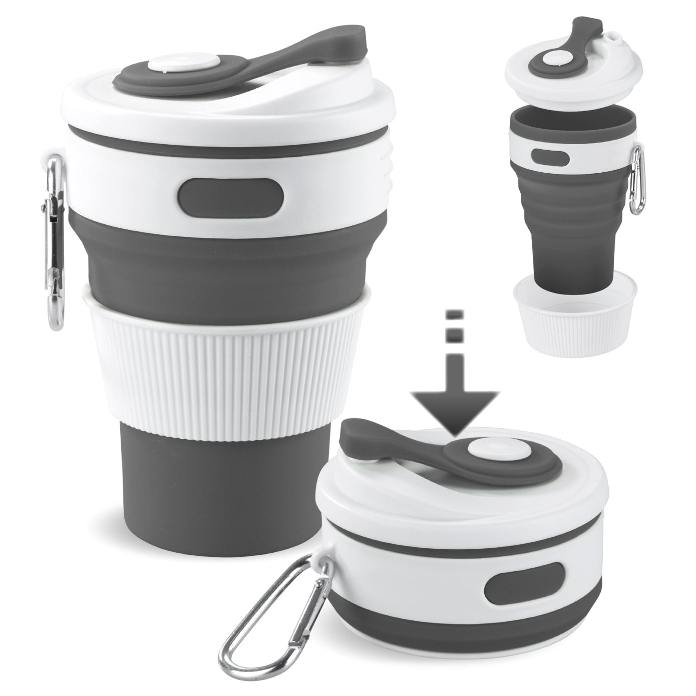 Faltbarer Silikon Coffee-to-go-Becher, 2er Set Faltbarer Silikon Coffee-to-go-Becher, 2er Set