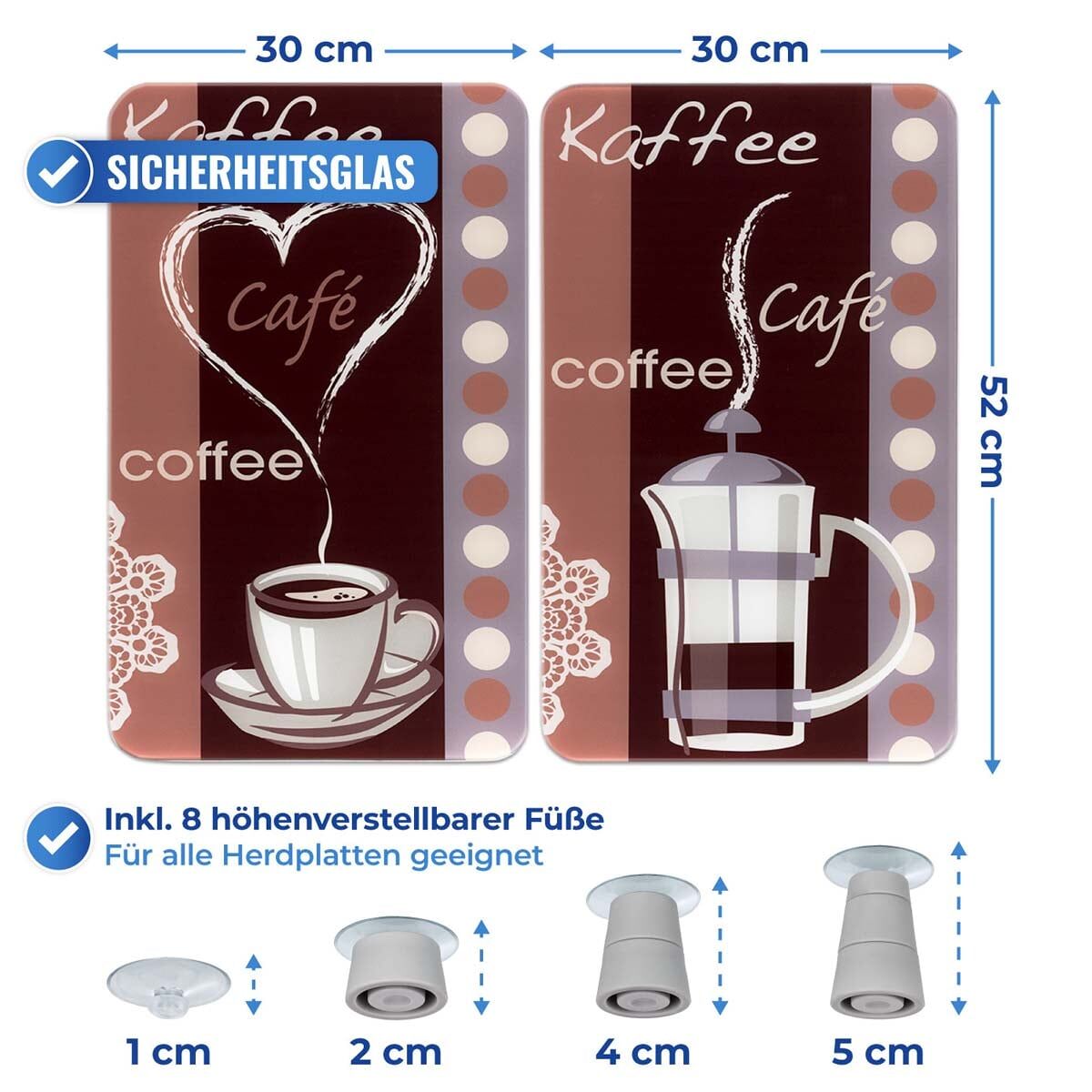 Herdabdeckplatte Universal Kaffeeduft 2er Set, für alle Herdarten