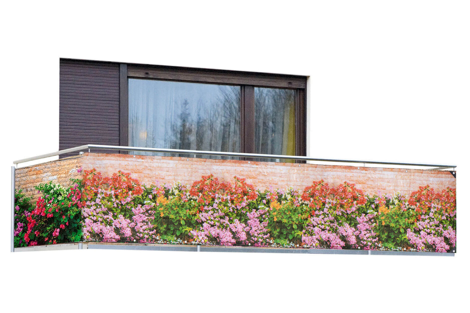Balkon-Sichtschutz Mauer-Blumen, 5 m