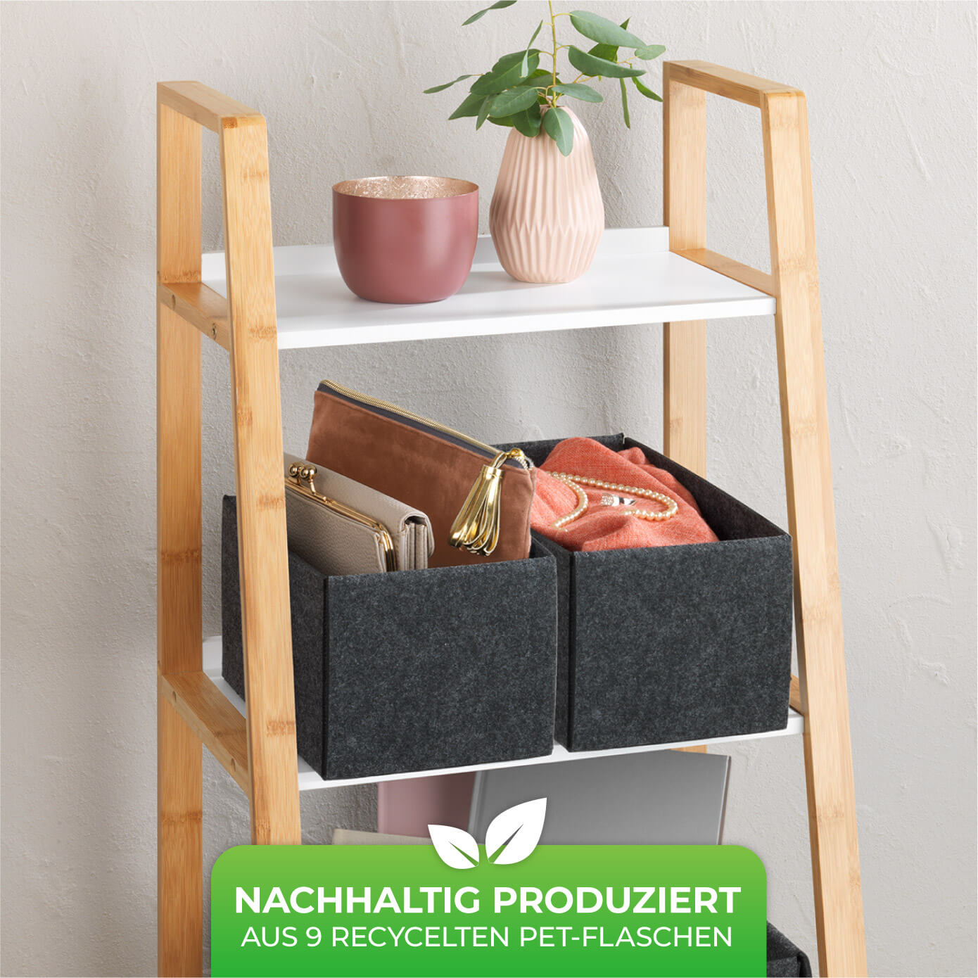 Filzkörbchen faltbar S, 2er Filzkörbchen faltbar S, 2er