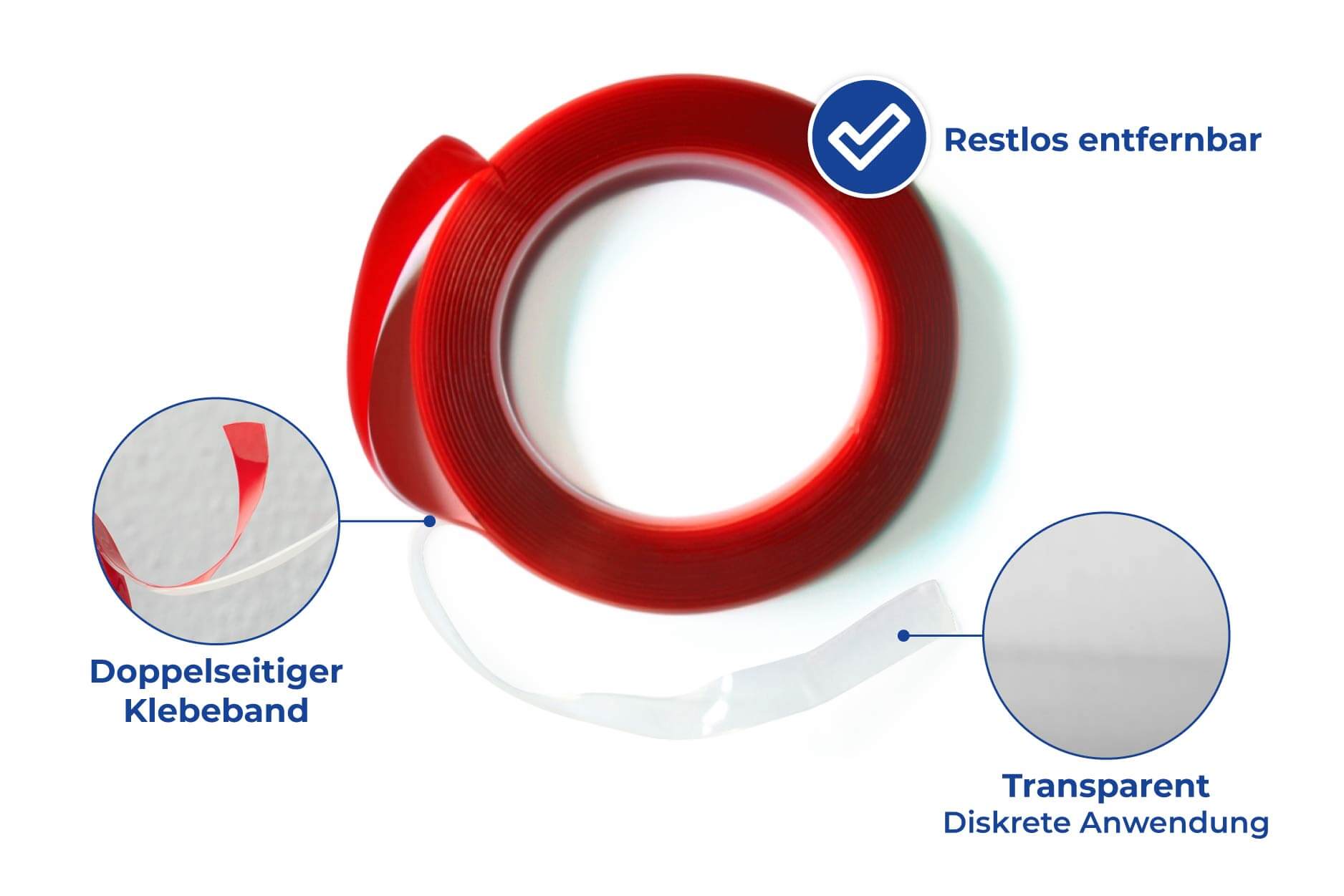 Power-Tape, doppelseitiges, transparentes Klebeband, 3 Meter, 2er Set Power-Tape, doppelseitiges, transparentes Klebeband, 3 Meter, 2er Set