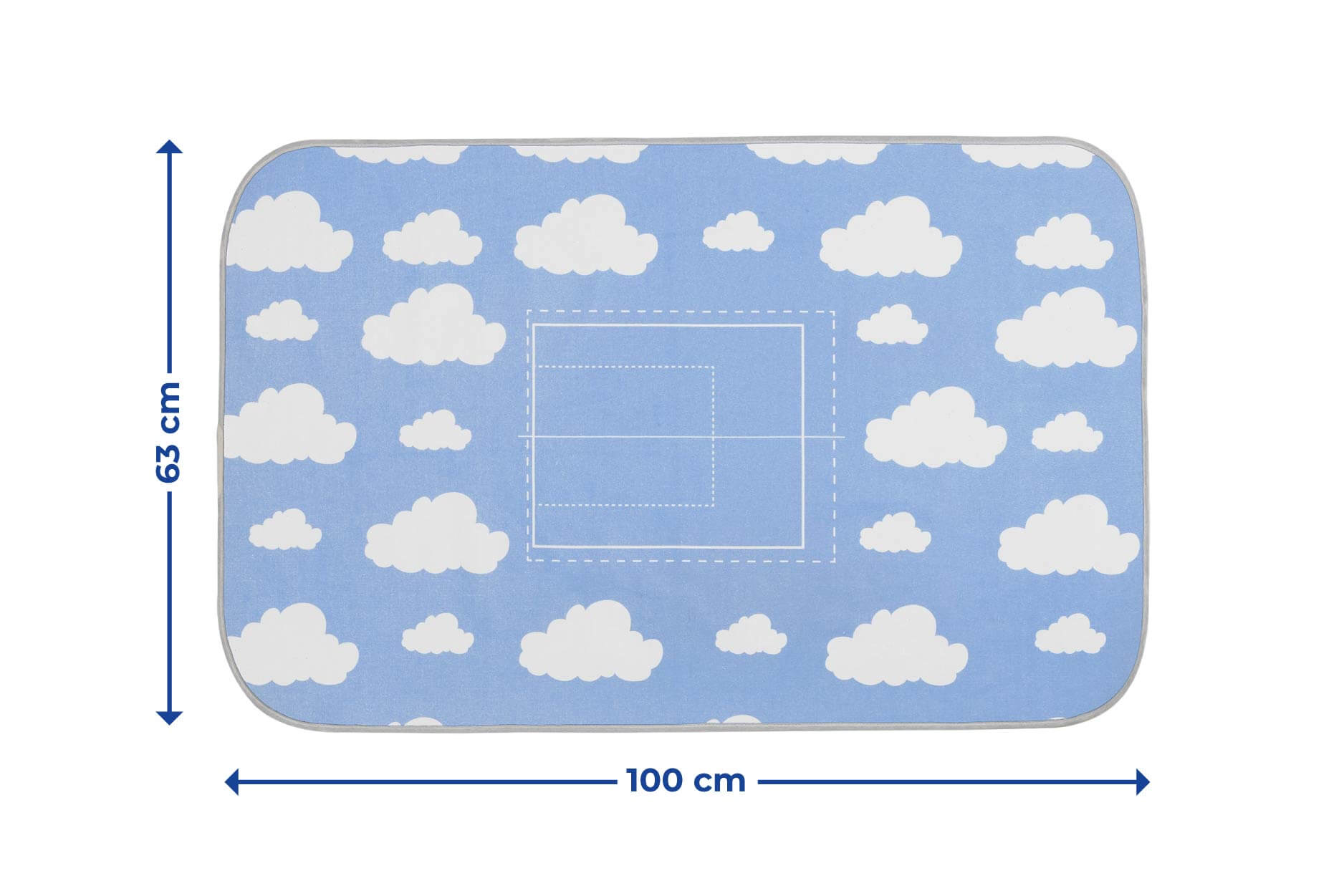 Dampfbügeldecke 2 in 1 mit Faltschablone 100 x 63 cm