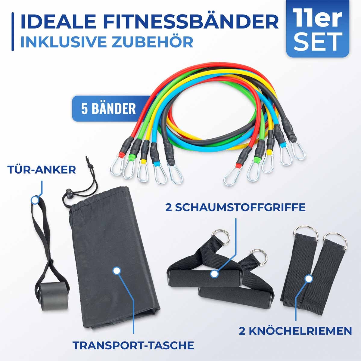 Fitness-Bänder, 11 teiliges Set Fitness-Bänder, 11 teiliges Set