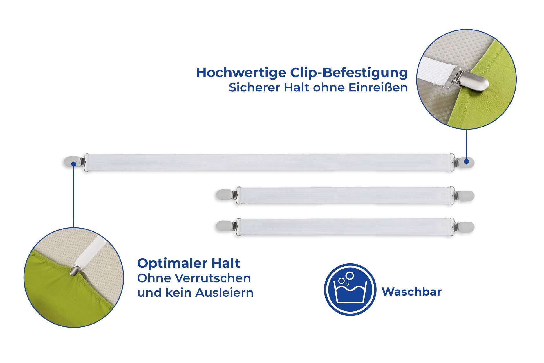 Betttuchspanner extra lang 6-teiliges Set Betttuchspanner extra lang 6-teiliges Set
