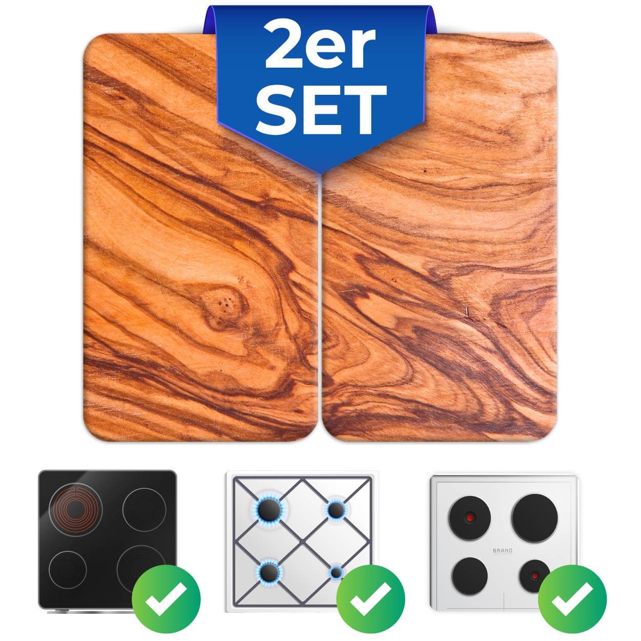 Herdabdeckplatte Universal Chalet 2er Set, für alle Herdarten