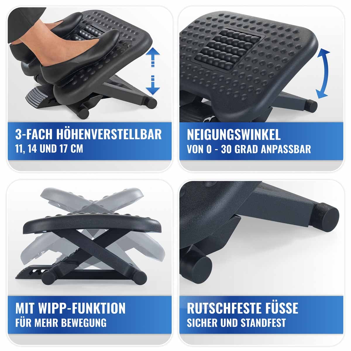 3in1 Verstellbare Fußstütze mit Massagerollen 3in1 Verstellbare Fußstütze mit Massagerollen