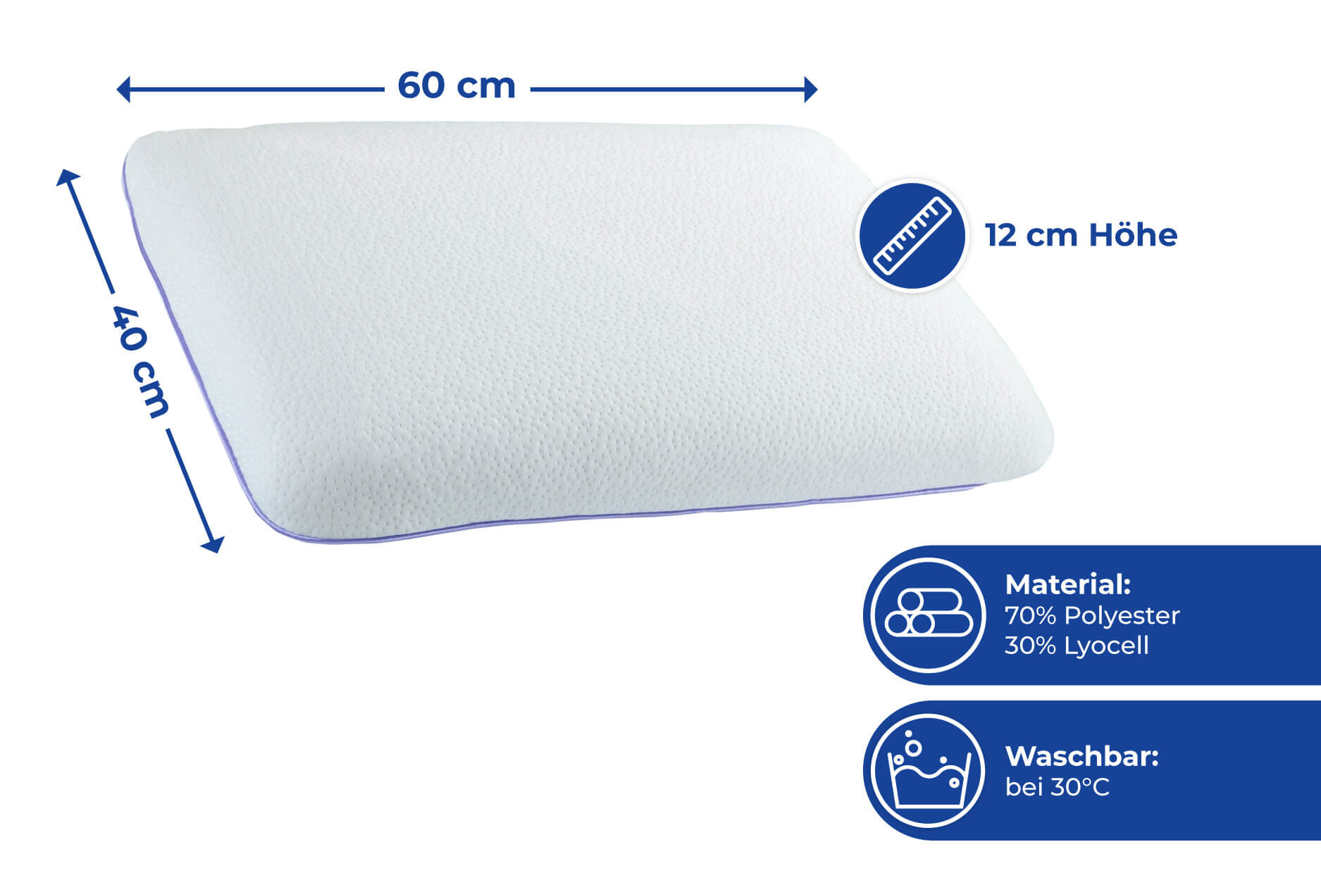 Kissen-Ersatzbezug mit Lyocell, 40 x 60 x 12 cm Kissen-Ersatzbezug mit Lyocell, 40 x 60 x 12 cm