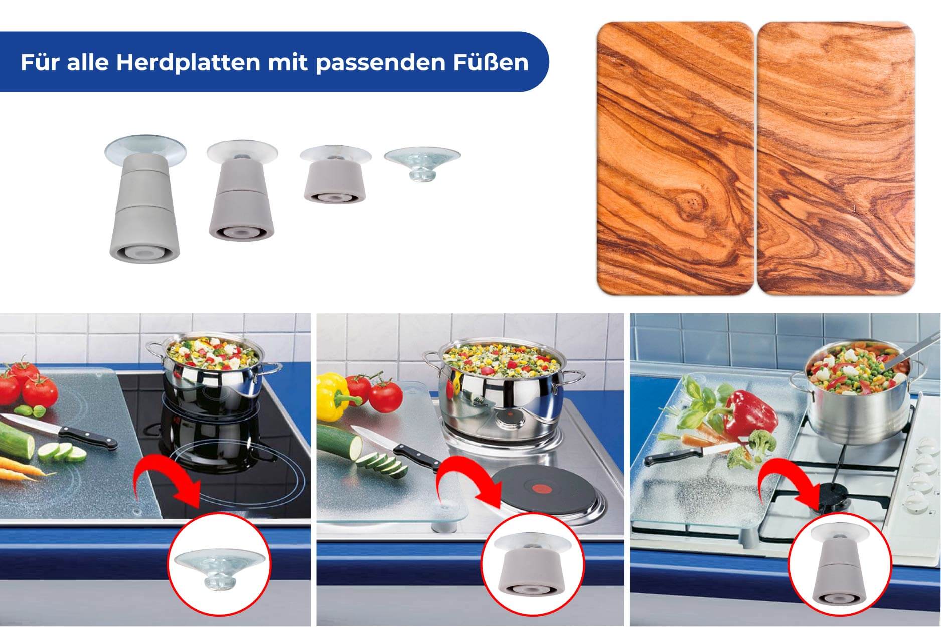 Herdabdeckplatte Universal Chalet 2er Set, für alle Herdarten