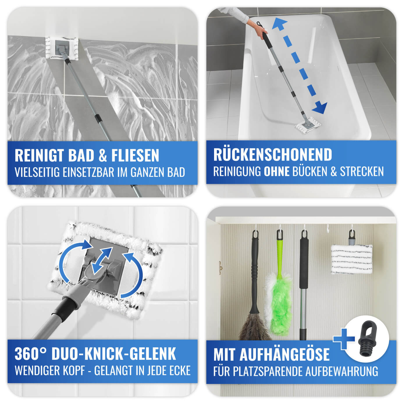 Bad-/Fliesenwischer Profi inkl. Teleskopstiel