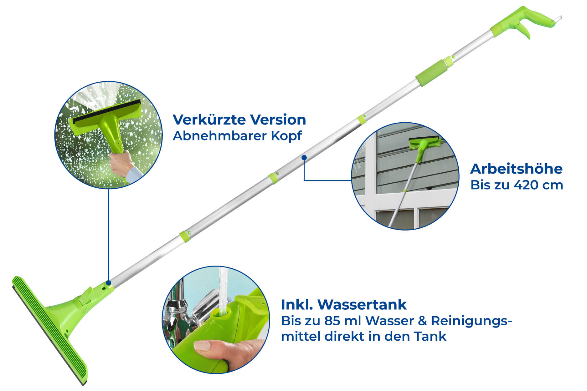 Fensterputzset mit Sprüh-Fensterwischer und Reinigungsbürste für Tür- und Fensterritzen