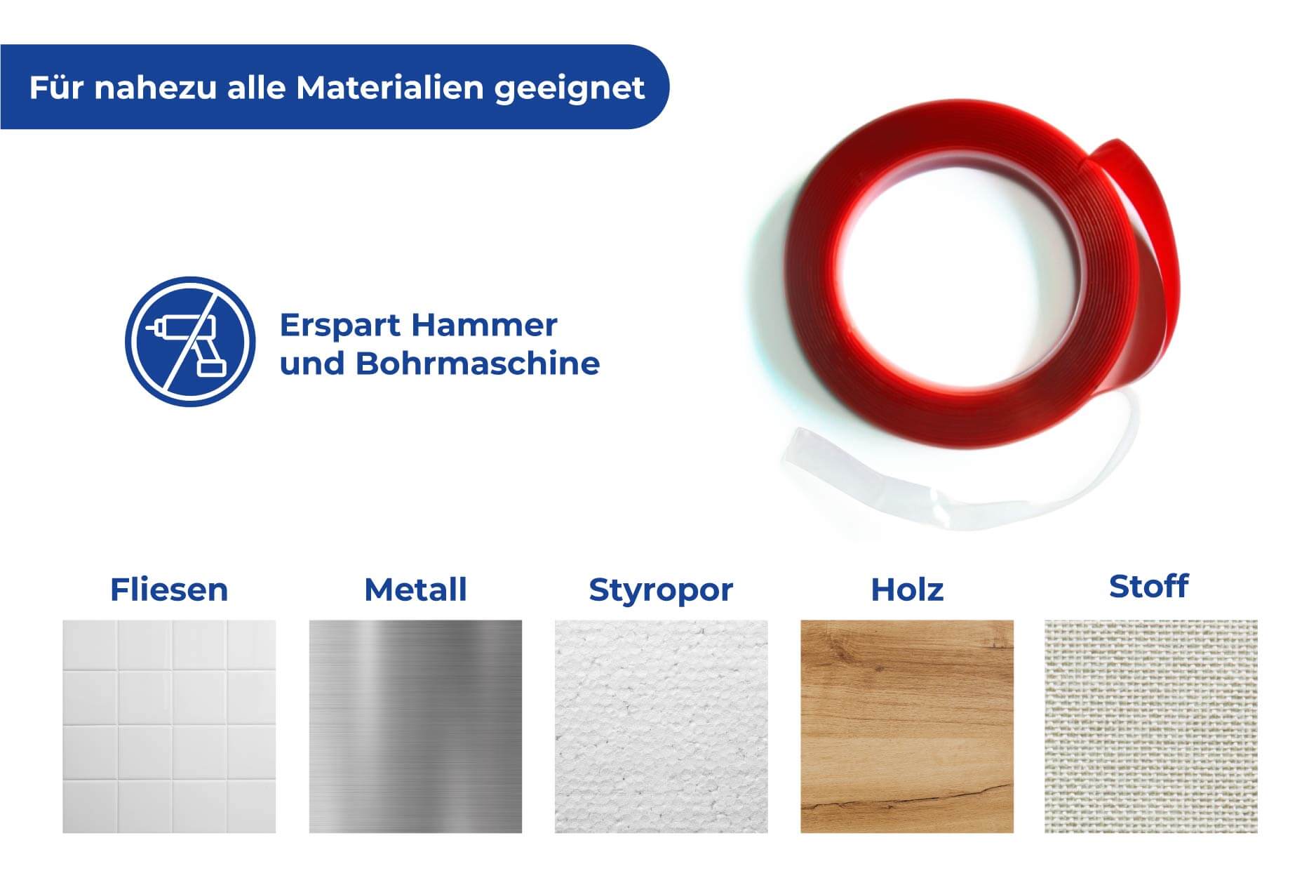 Power-Tape, doppelseitiges, transparentes Klebeband, 3 Meter, 2er Set Power-Tape, doppelseitiges, transparentes Klebeband, 3 Meter, 2er Set