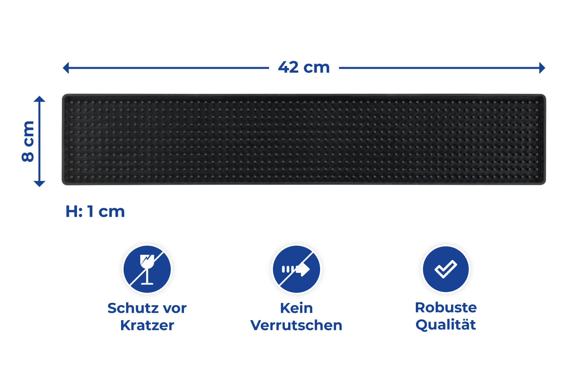Abtropfmatte Slim Schwarz 8 x 42 cm
