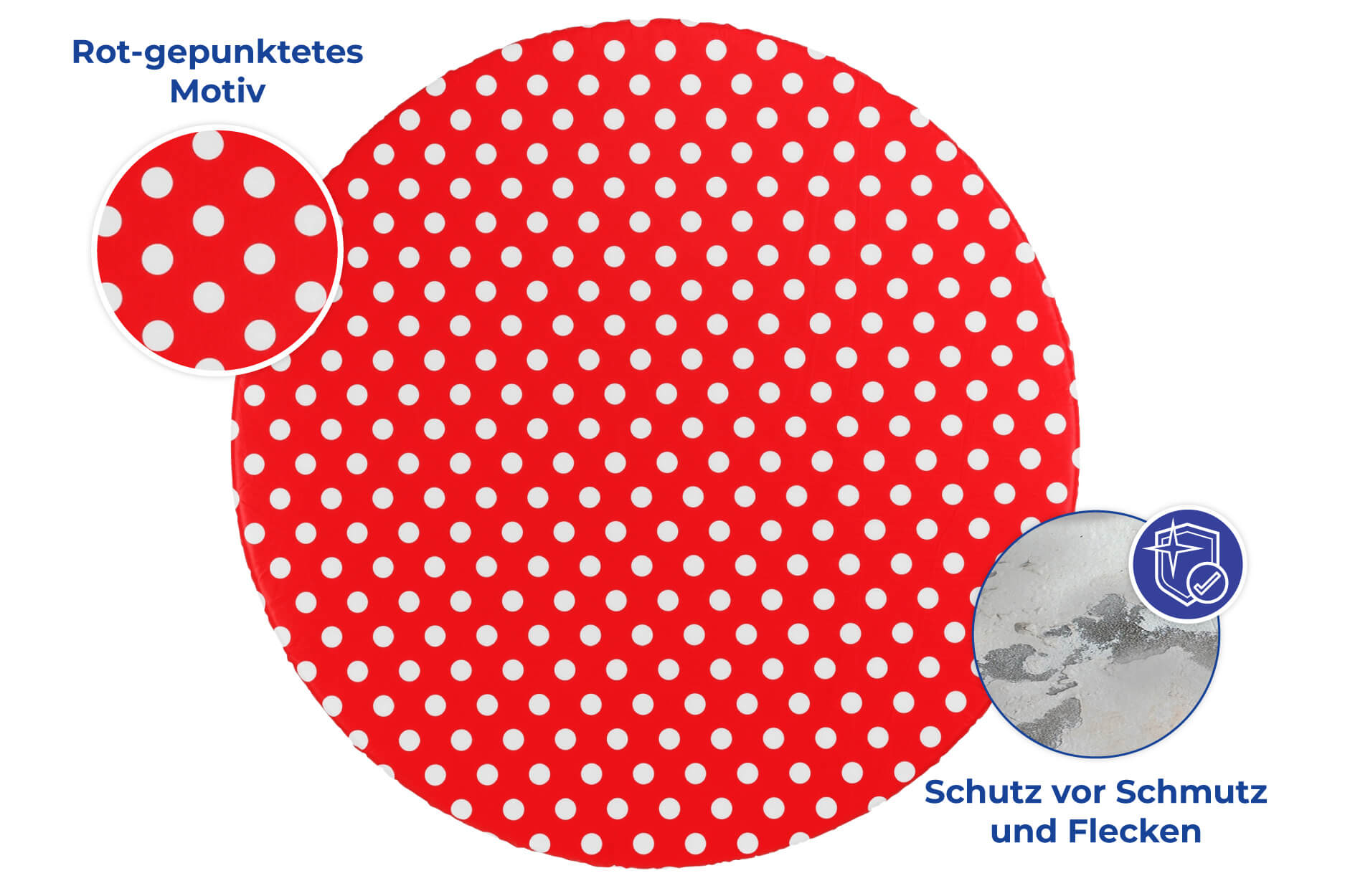 Spann-Tischdecke Rot, gepunktet