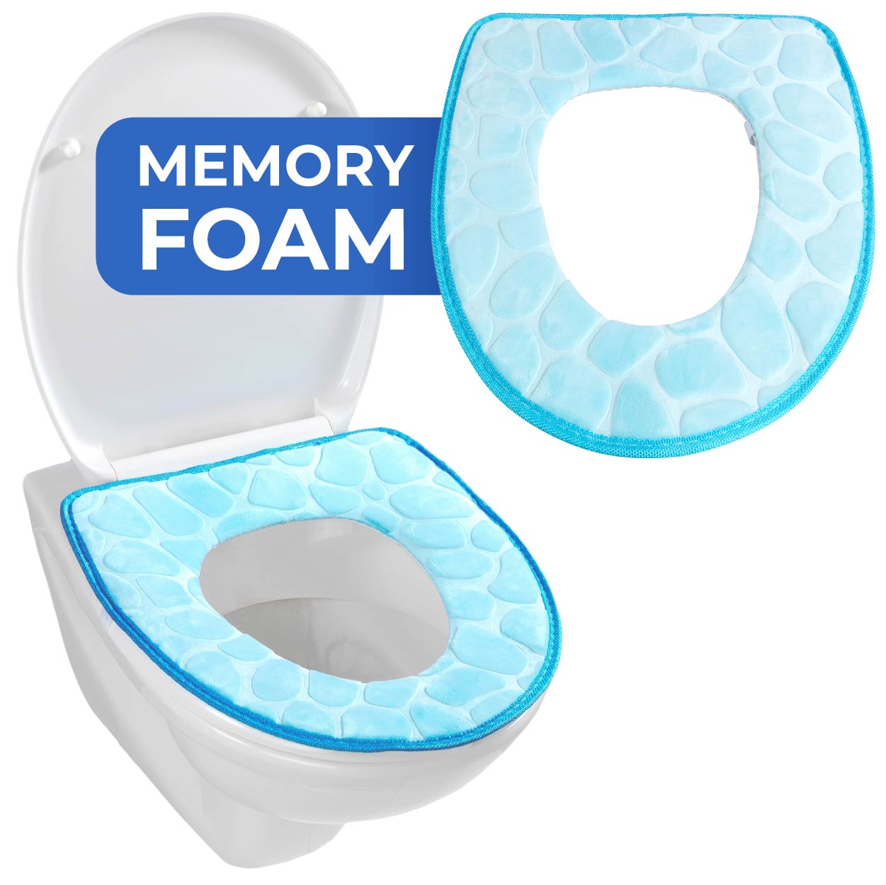 WC-Sitzpolster Memory Foam, blau