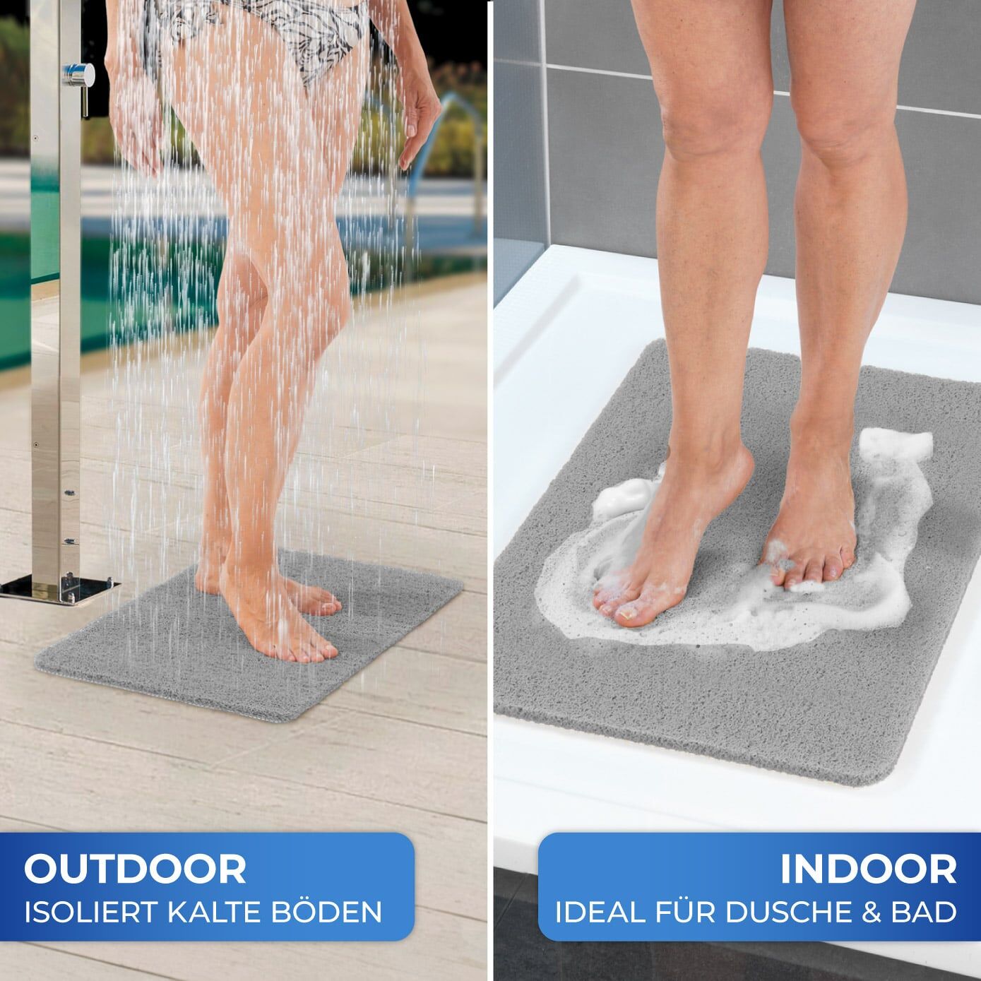 Wellness Duschmatte Outdoor, grau 60x40 cm Wellness Duschmatte Outdoor, grau 60x40 cm