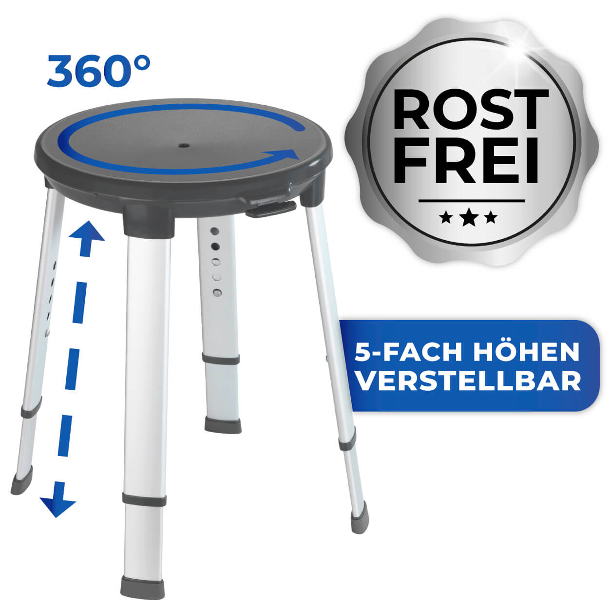 Badhocker drehbar Secura Premium, bis 130 kg Tragkraft