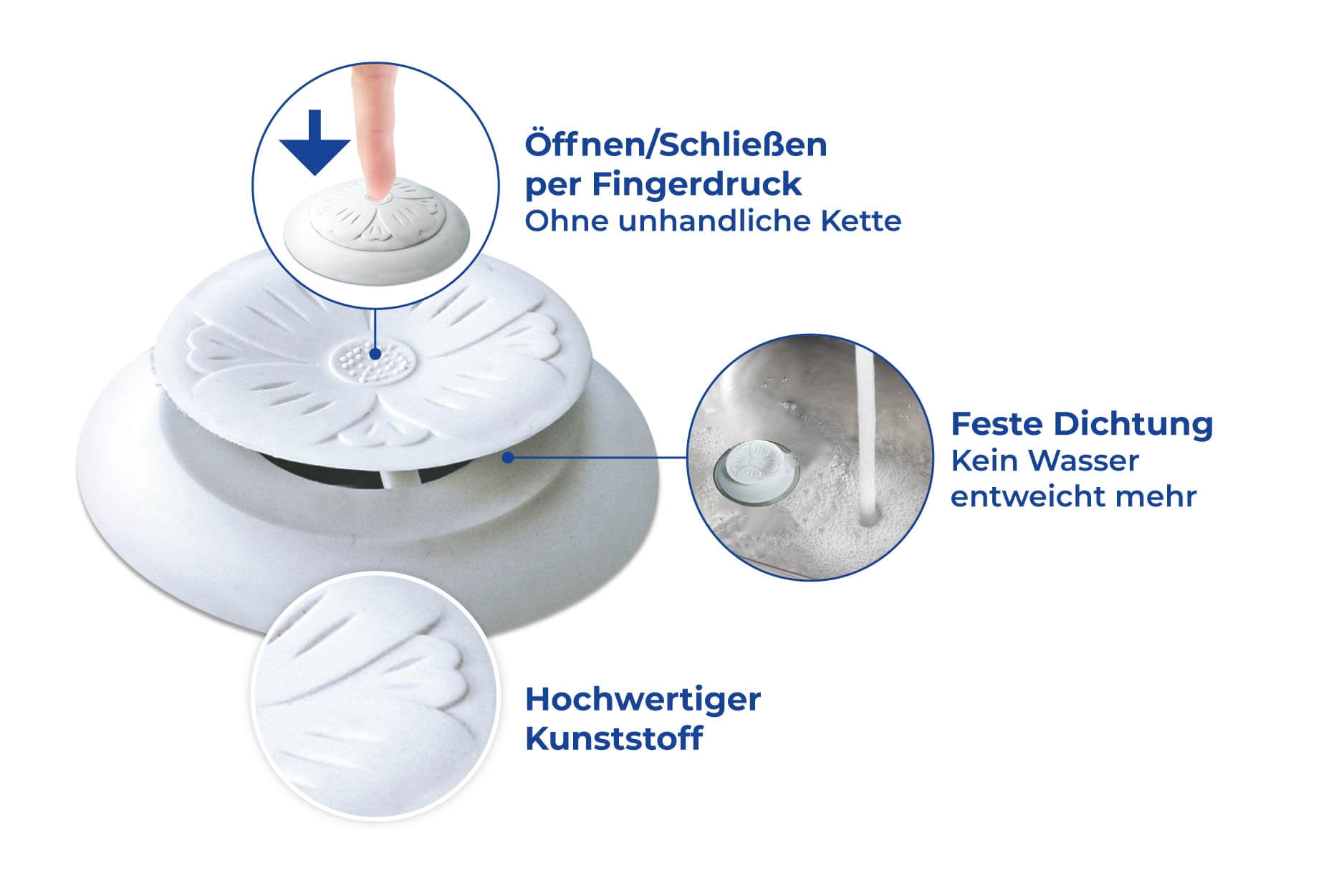 Abfluss-Stöpsel, für alle handelsüblichen Abflüsse Abfluss-Stöpsel, für alle handelsüblichen Abflüsse
