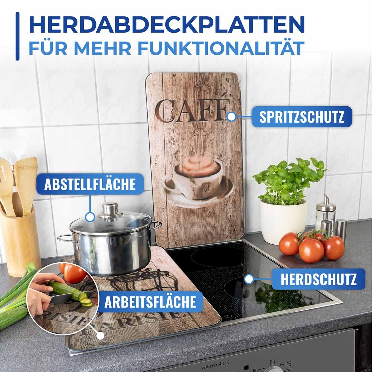 Herdabdeckplatte Universal Bistro 2er Set, für alle Herdarten