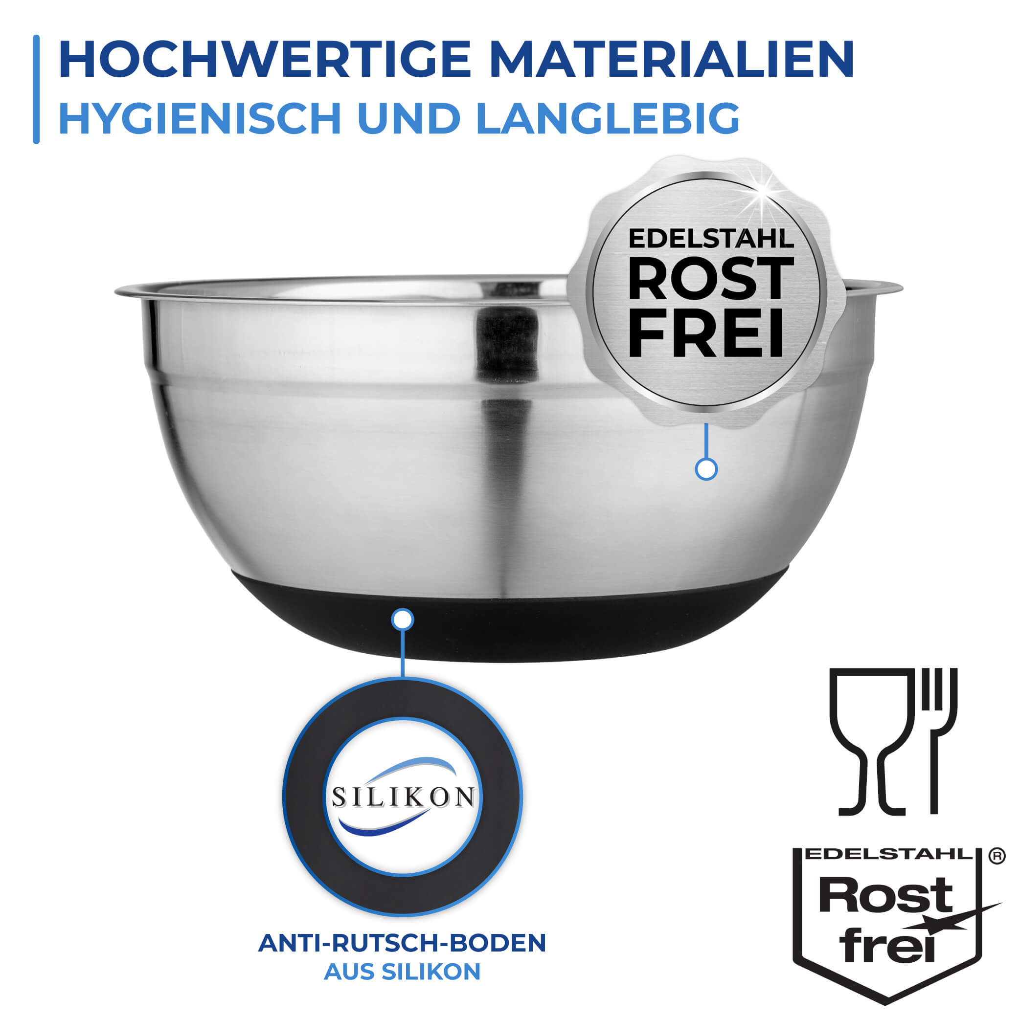 Schüssel mit Anti-Rutsch-Boden, 3 teiliges Set Schüssel mit Anti-Rutsch-Boden, 3 teiliges Set
