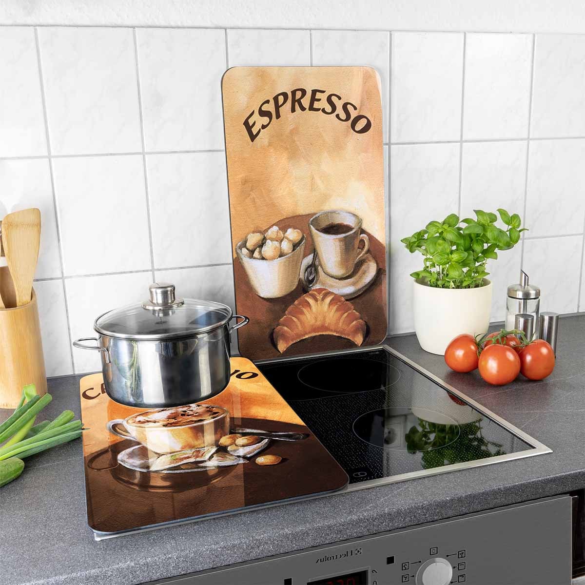 Herdabdeckplatte Universal Kaffee 2er Set, für alle Herdarten Herdabdeckplatte Universal Kaffee 2er Set, für alle Herdarten