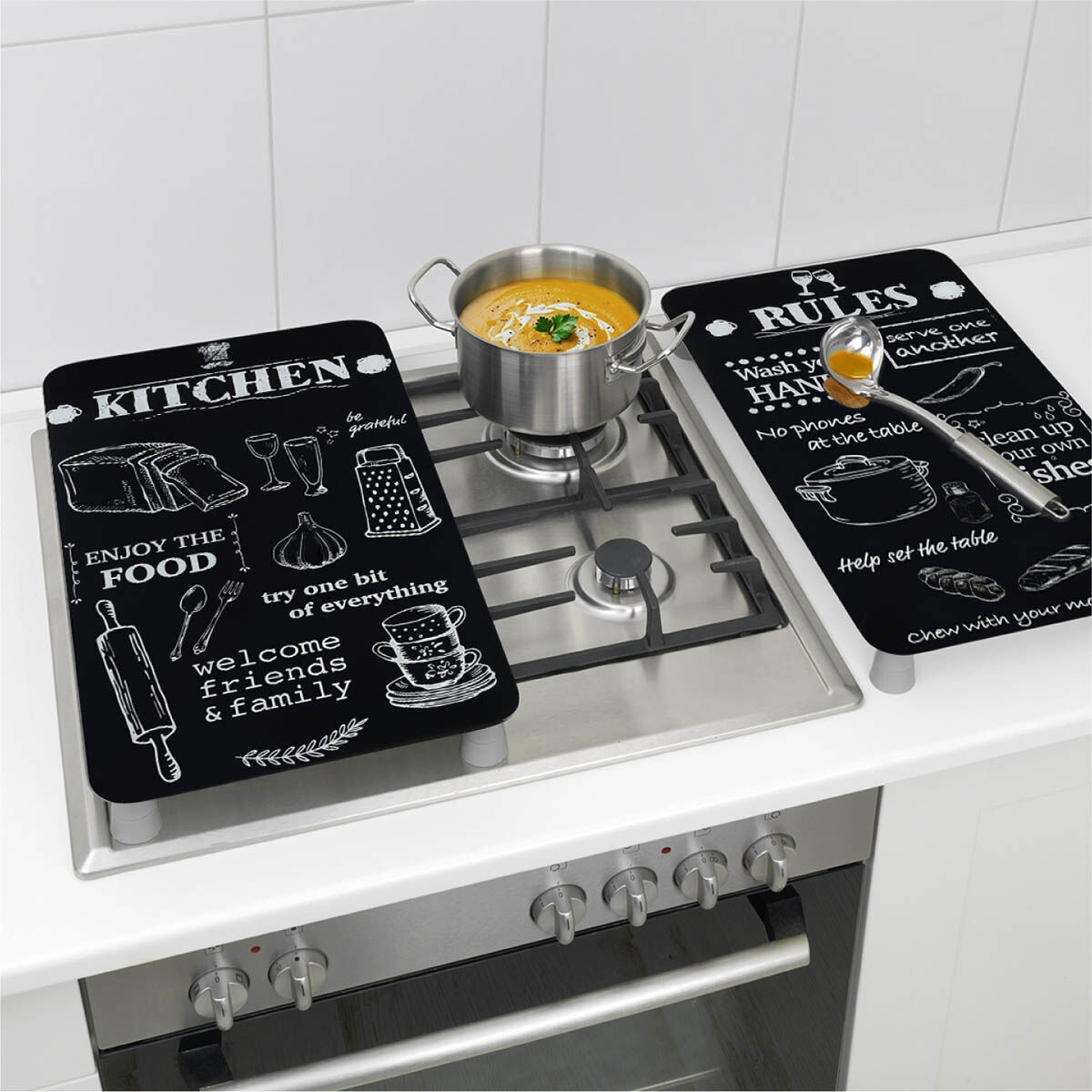 Herdabdeckplatte Universal Kitchen Rules 2er Set, für alle Herdarten