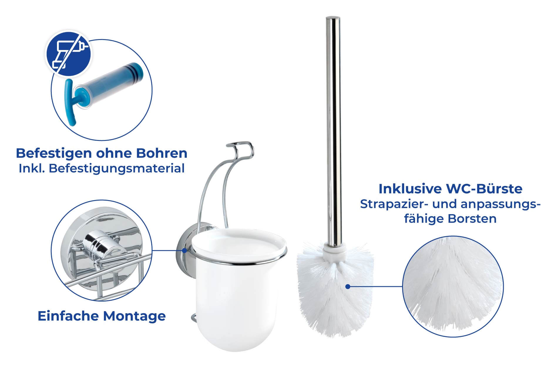 Wand WC-Garnitur Milazzo, Befestigen ohne bohren