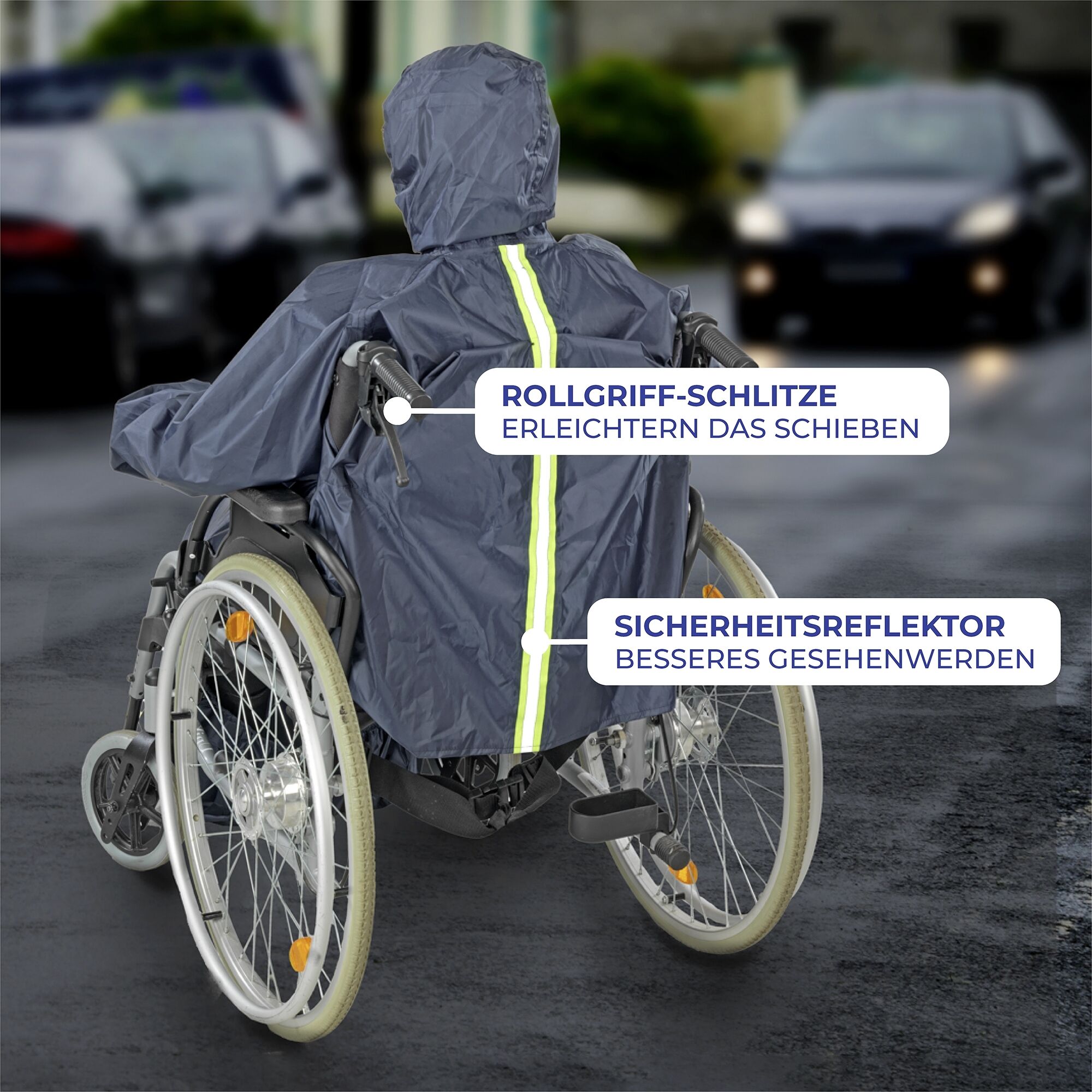 Rollstuhl-Regencape mit Ärmeln Rollstuhl-Regencape mit Ärmeln