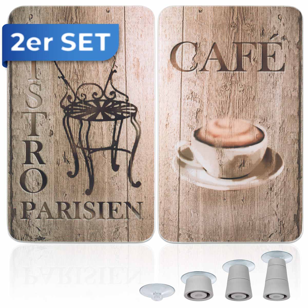 Herdabdeckplatte Universal Bistro 2er Set, für alle Herdarten