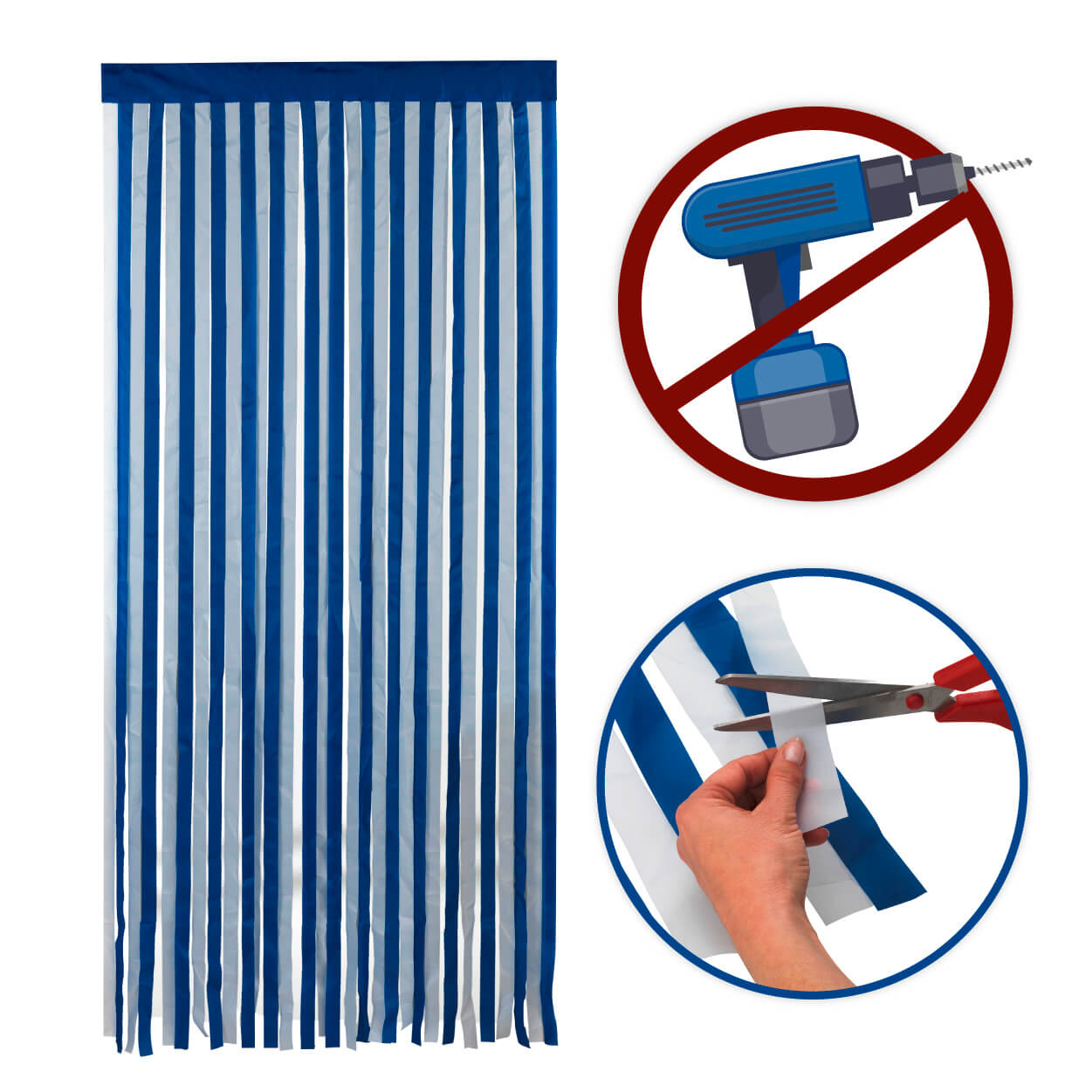 Türvorhang, blau-weiß Türvorhang, blau-weiß