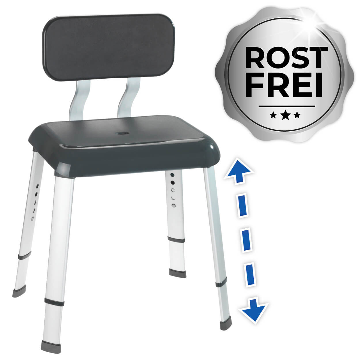 Badhocker mit Rückenlehne Secura Premium, bis 130 kg Tragkraft Badhocker mit Rückenlehne Secura Premium, bis 130 kg Tragkraft