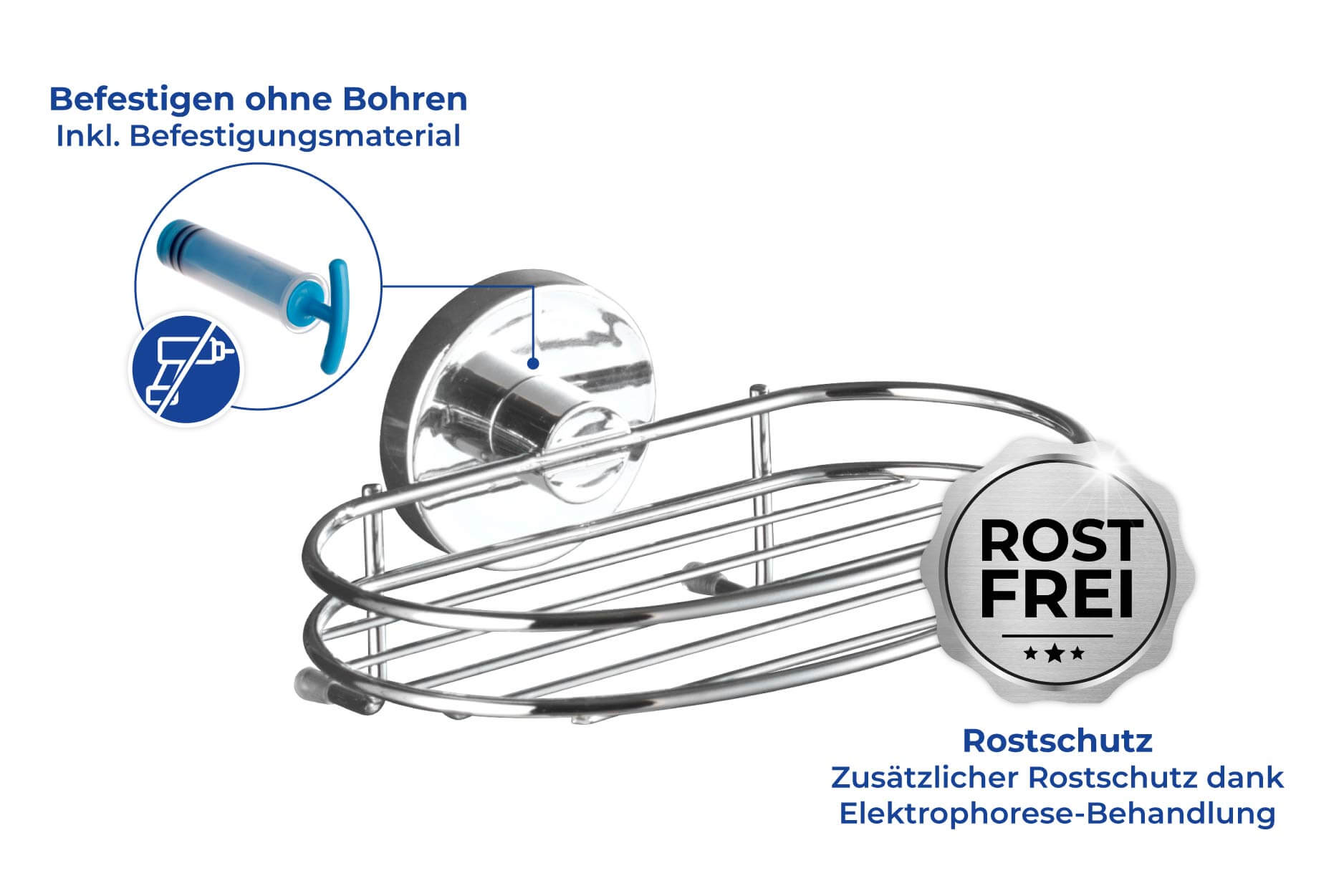 Vacuum-Loc® Seifenablage Milazzo, Befestigen ohne bohren Vacuum-Loc® Seifenablage Milazzo, Befestigen ohne bohren