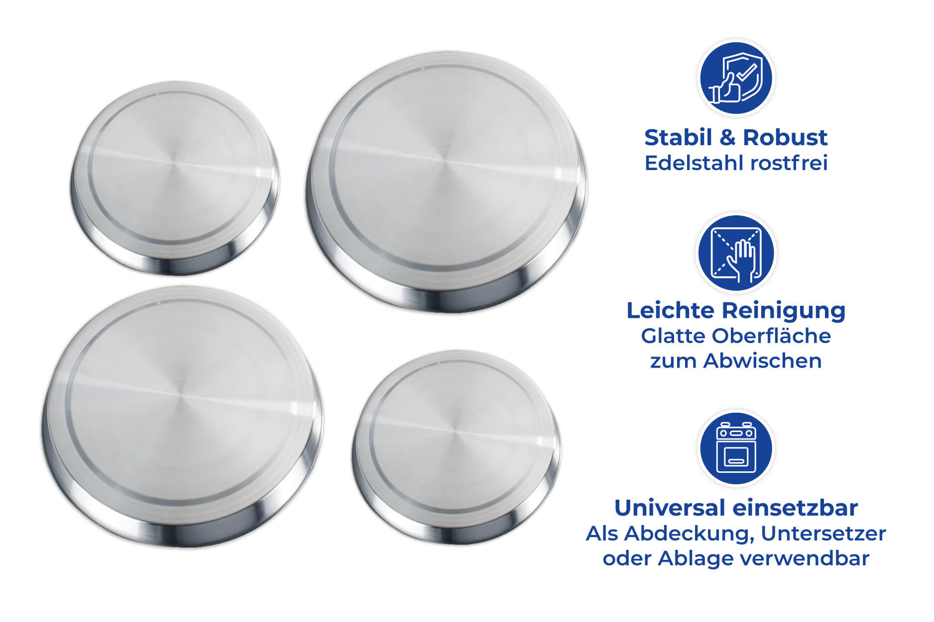 Herd-Abdeckplatten Edelstahl 4er Set, rostfrei
