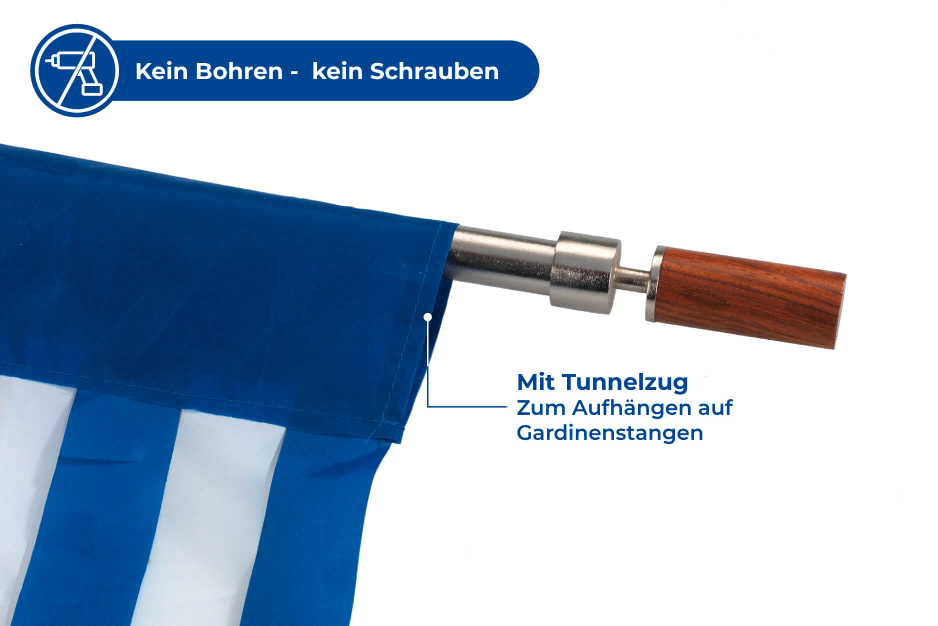 Türvorhang, blau-weiß