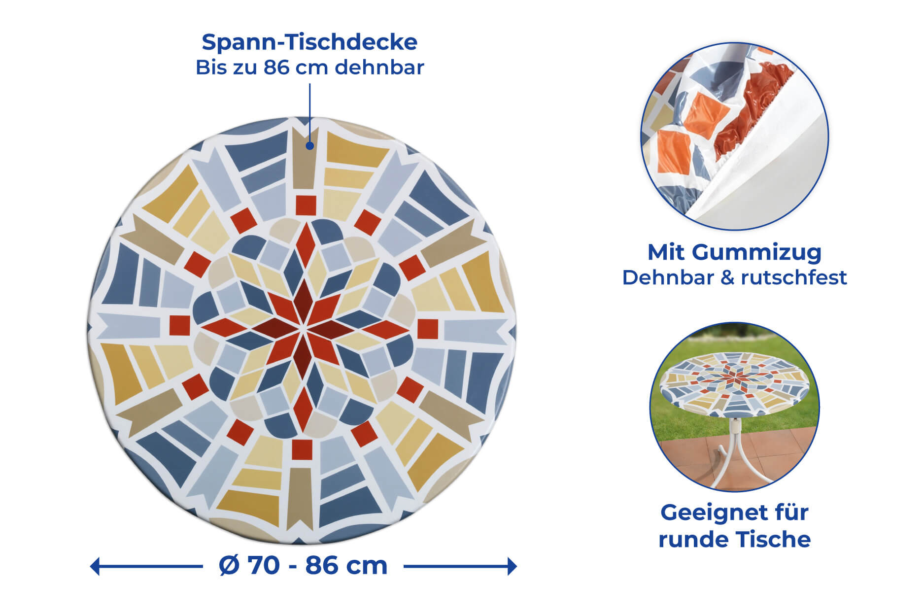  Spann-Tischdecke Mosaik