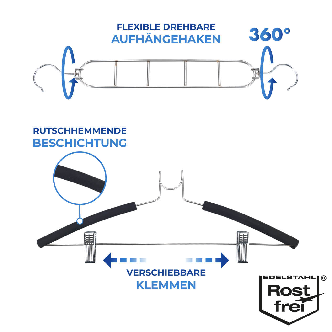 Raumspar-System für Kleiderbügel, 5 teilig