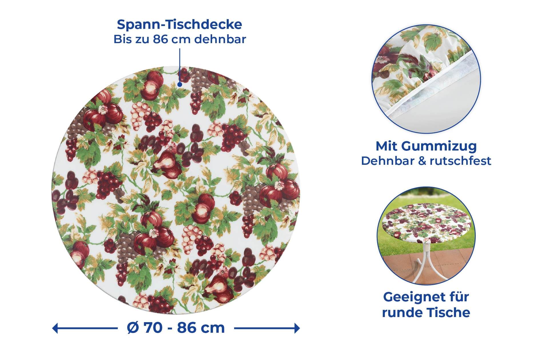 Spann-Tischdecke Traube