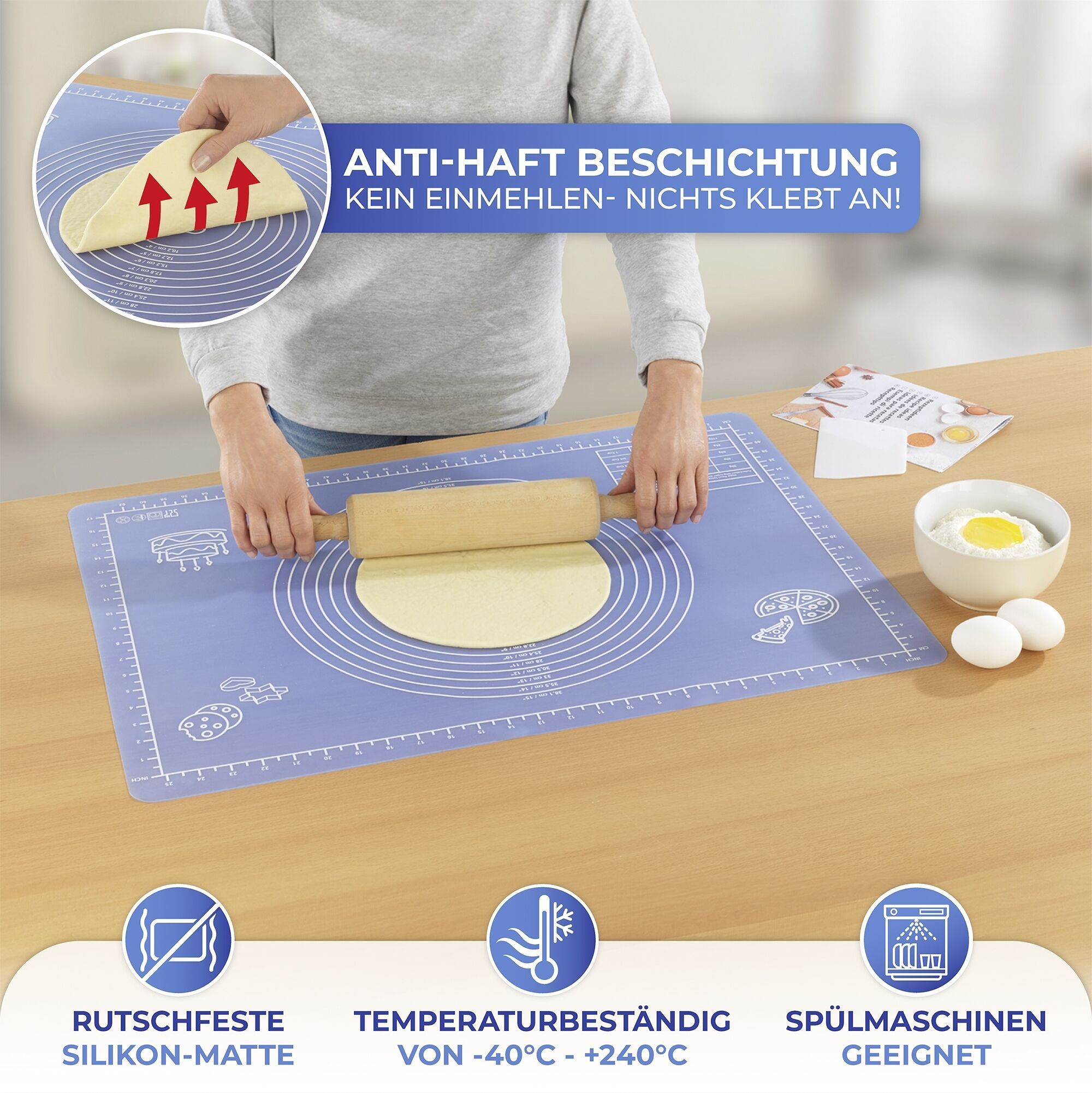 Antihaft-Backmatte 70x50cm inkl. Rezepte