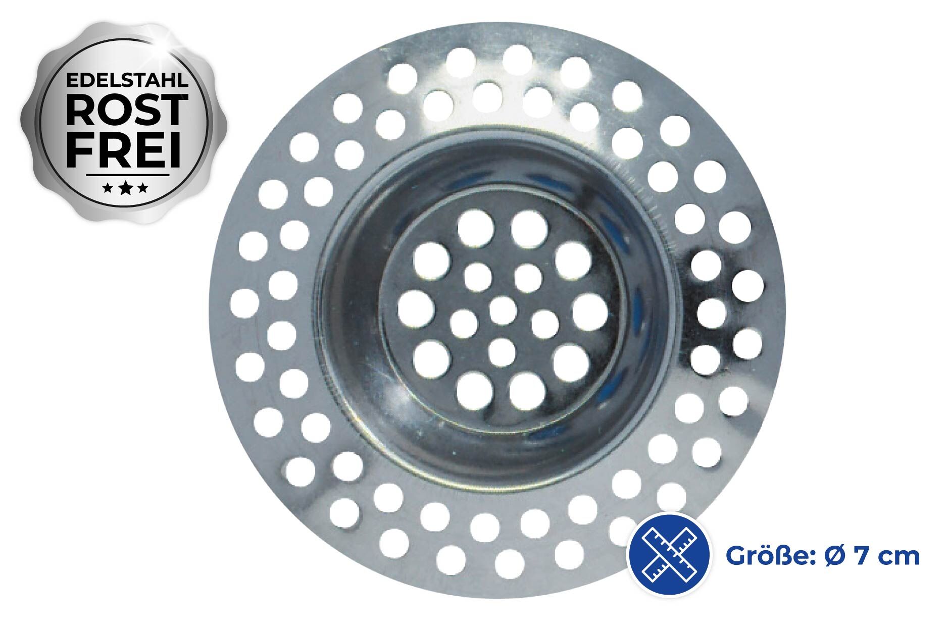 Abfluss-Sieb Edelstahl 2er Set, rostfrei Abfluss-Sieb Edelstahl 2er Set, rostfrei