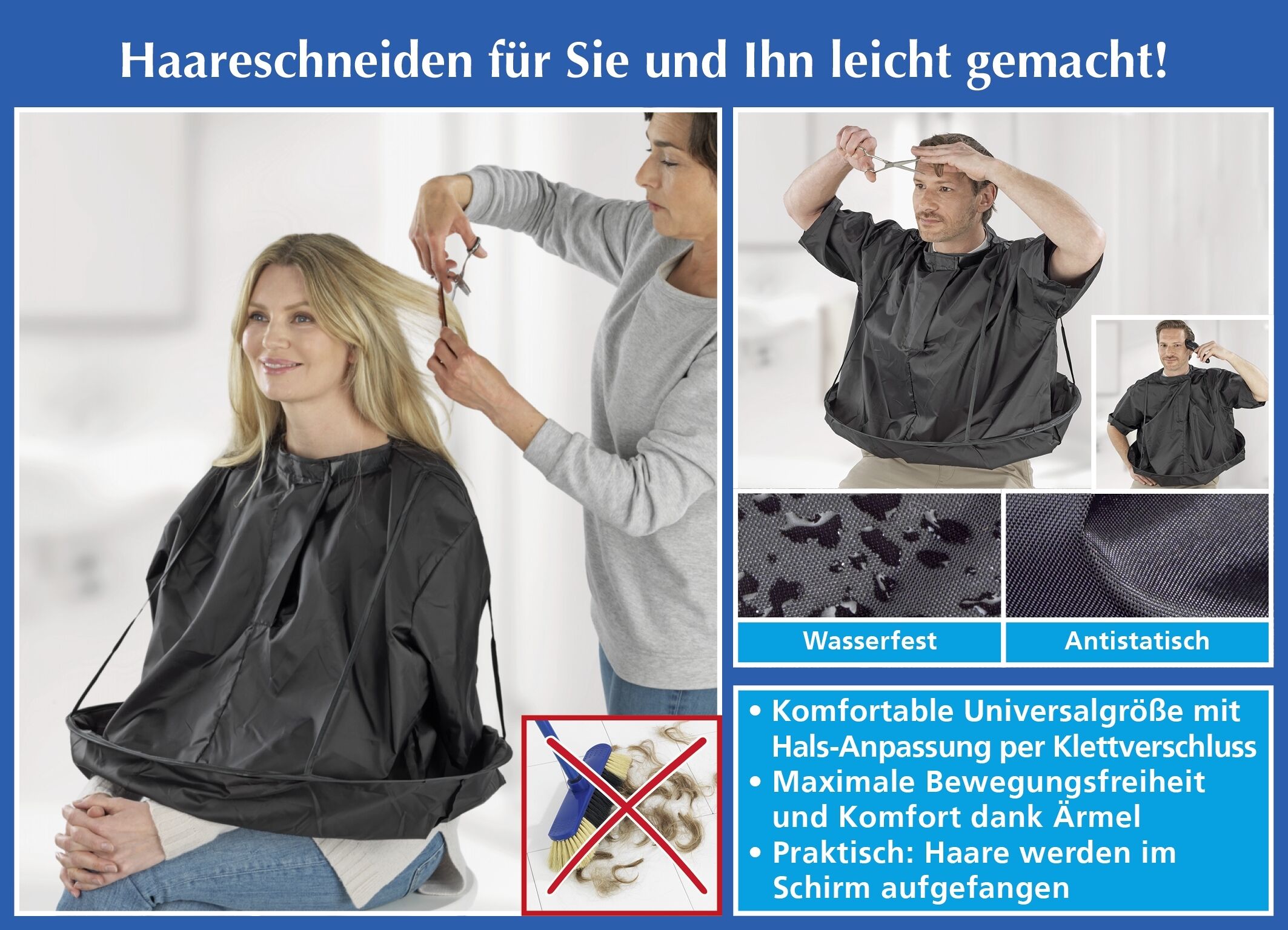 Frisurenschirm mit Ärmeln