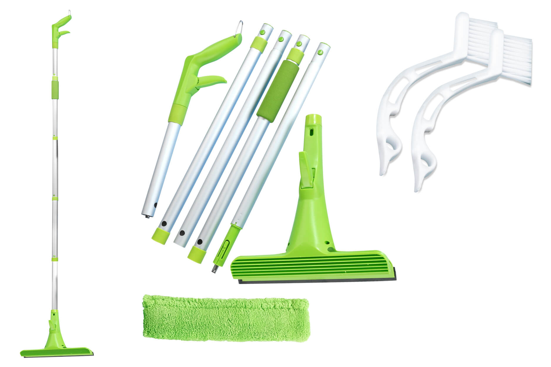 Fensterputzset mit Sprüh-Fensterwischer und Reinigungsbürste für Tür- und Fensterritzen Fensterputzset mit Sprüh-Fensterwischer und Reinigungsbürste für Tür- und Fensterritzen
