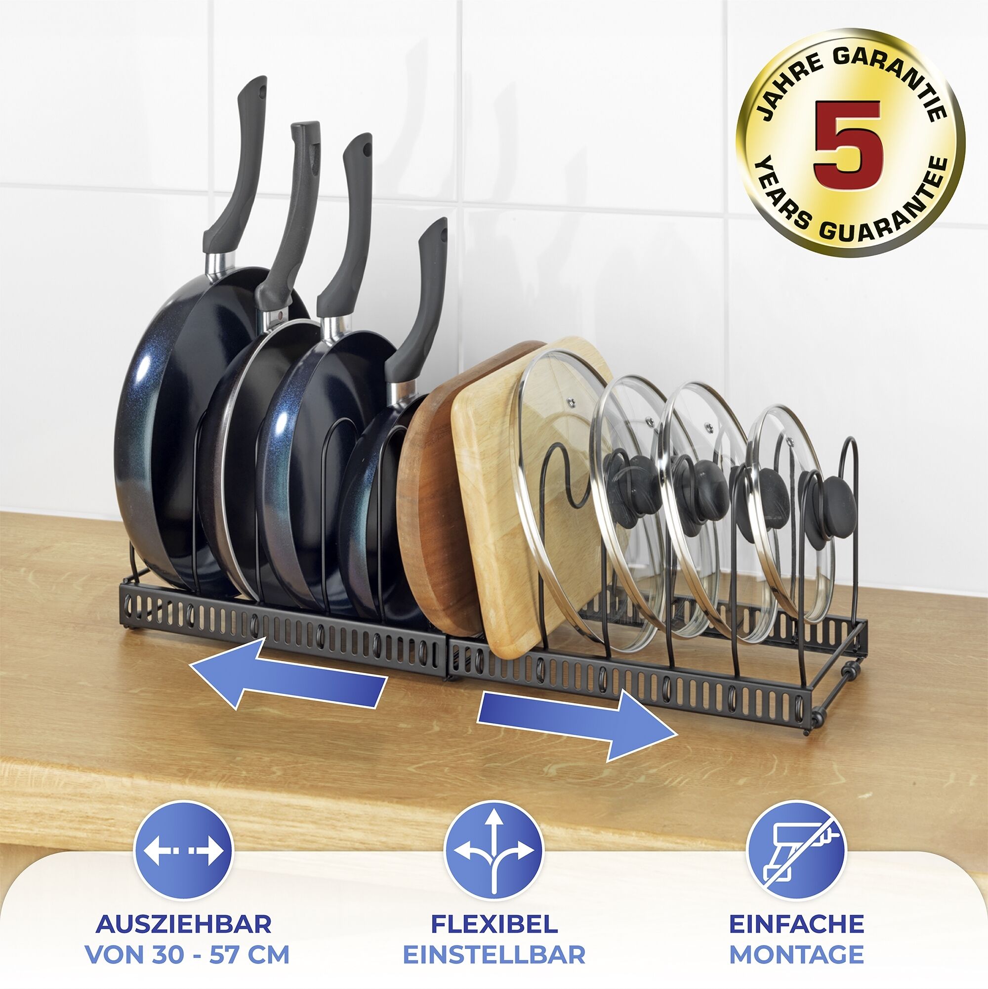 Deckel- und Pfannenhalter ausziehbar 2in1
